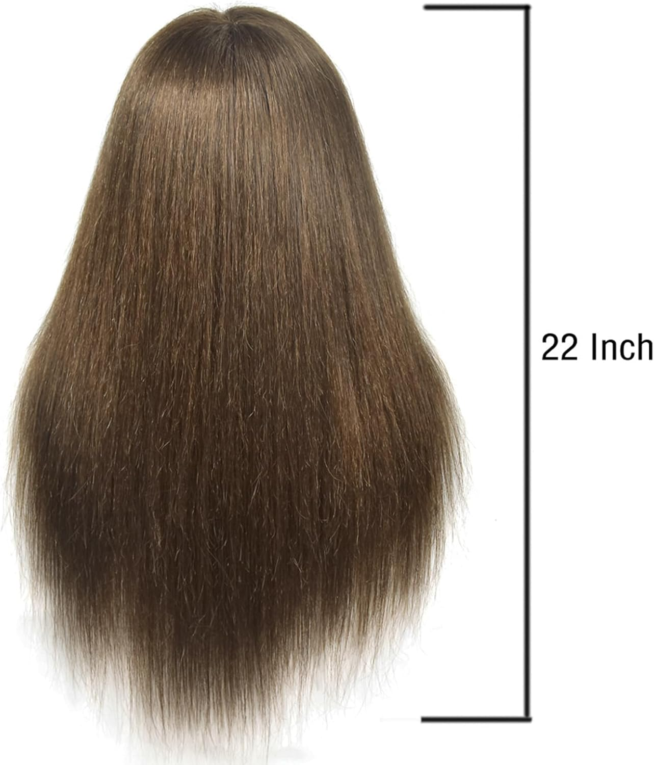 Mannequin Head 20"-22" Female 80% Human Hair Hairdresser Cosmetology Mannequin Manikin Training Head Hair Doll Head with Table Clamp Holder image number 3