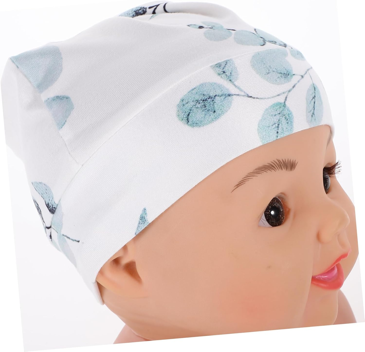 1 Set Newborn Set with Hat Headband Cute Eucalyptus Announcement Prop Soft Comfortable Breathable for Photography Keepsake image number 2