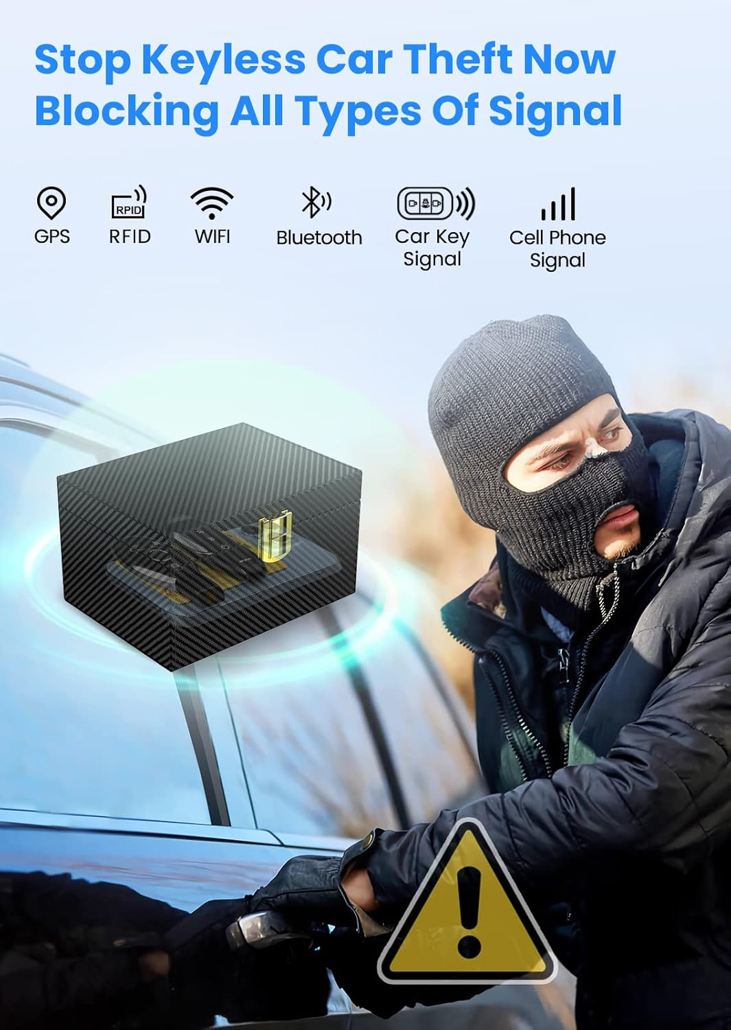 Lanpard Faraday Box with Faraday Pouch 2 Pack, Keyless Entry Car Key Safe Protector RFID Anti-Theft Signal Blocking Cages image number 2