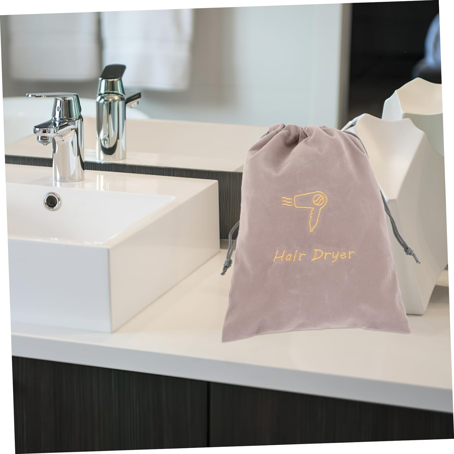 Portable Hair Dryer Drawstring Storage Bag Soft Fabric Pouch with Drawstring Closure for Travel Home Hotel Use Multipurpose Reusable Washable Organizer image number 2