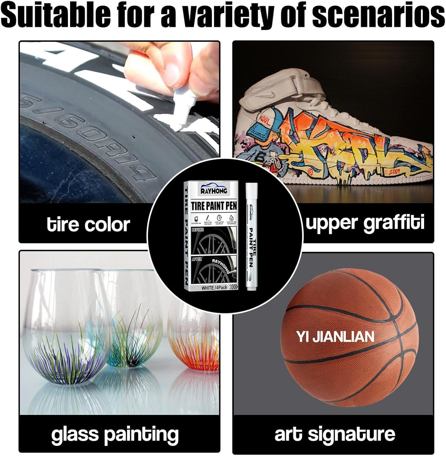 2 Pcs White Tire Marker for Vehicles, Tyre Marker Paint Pen for Bike & Car Tires, Permanent Marker for Car Bike Motor Tires, Removes Car Scratches, Dobooo image number 3