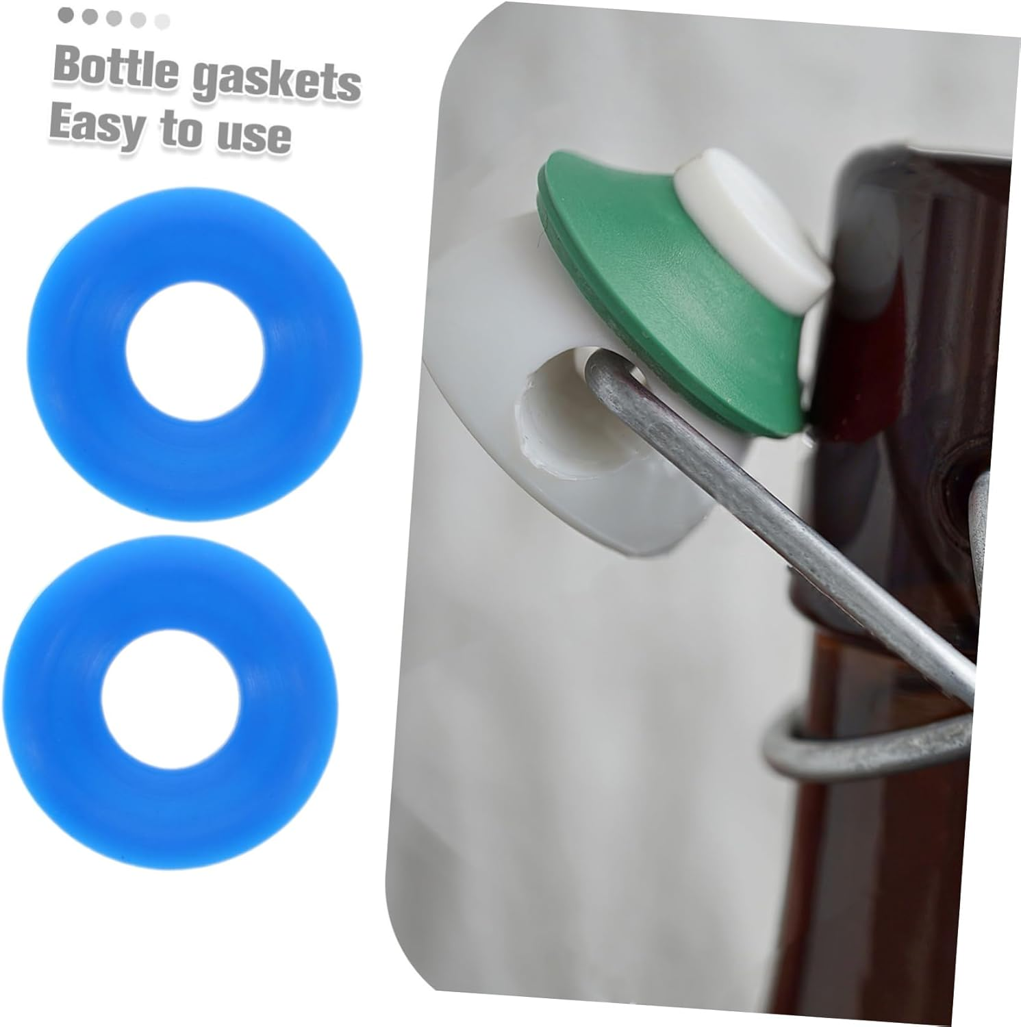 Cabilock 24Pcs Silicone Water Bottle Gasket Seal Rings Swing Flip Bottle Replacement Lid Rubber Sealing Stopper Caps for Wine and Home Brewing Kitchen Use image number 3