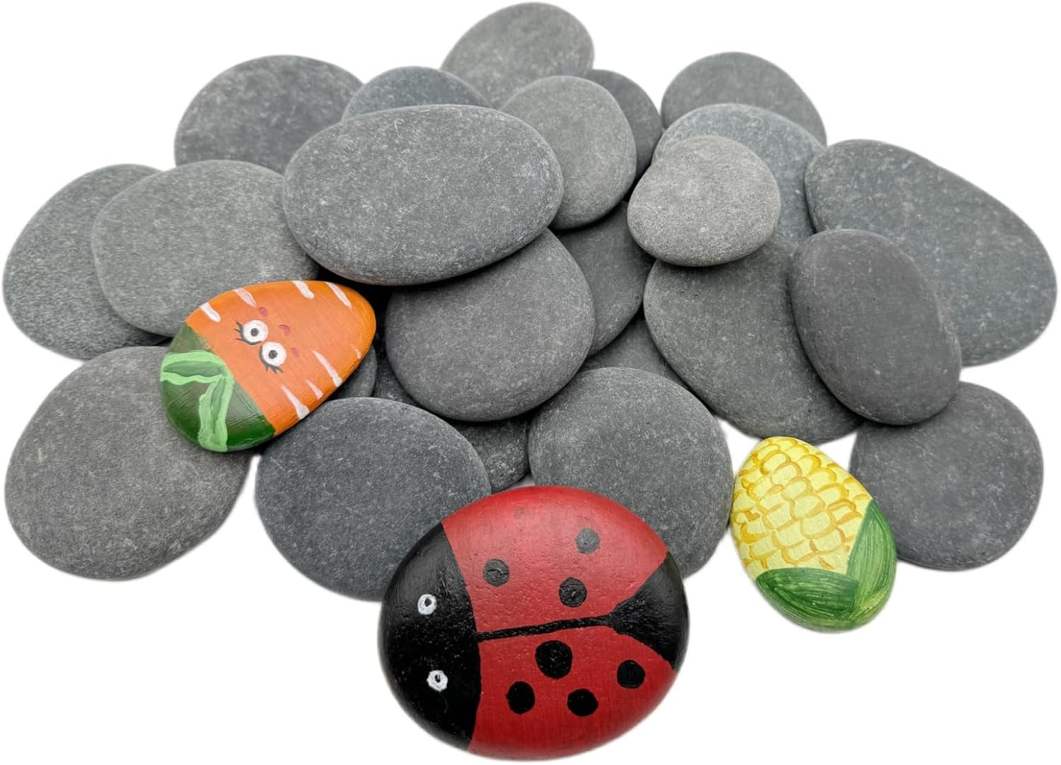 Meilala 20PCS Natural Painting Rocks, 2&ldquo;-3&rdquo; River Rocks for Painting ， DIY Rocks Flat & Smooth Kindness Rocks for Arts, Crafts, Decoration image number 2