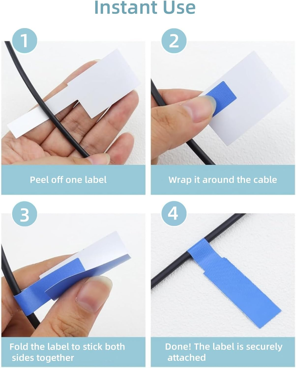 Suytvenxau 300 Labels 10 Sheet Colorful Waterproof Cord Labels Tags Write on Stickers Tear Resistant Flexible Cable Labels for Wire Management Label Stickers for Printer image number 1