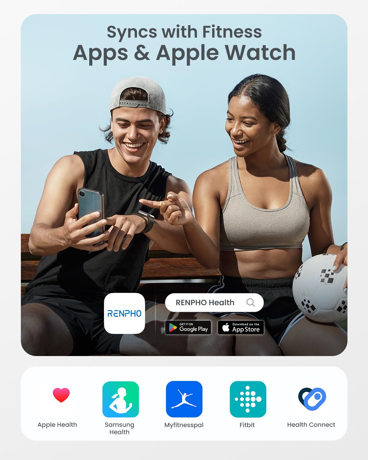 RENPHO Scale for Body Weight and Fat Percentage, Smart Scale with 8 Electrodes Larger Platform, Body Analyzer for BMI, Fat, Muscle Mass, High Precision, 400Lbs image number 3