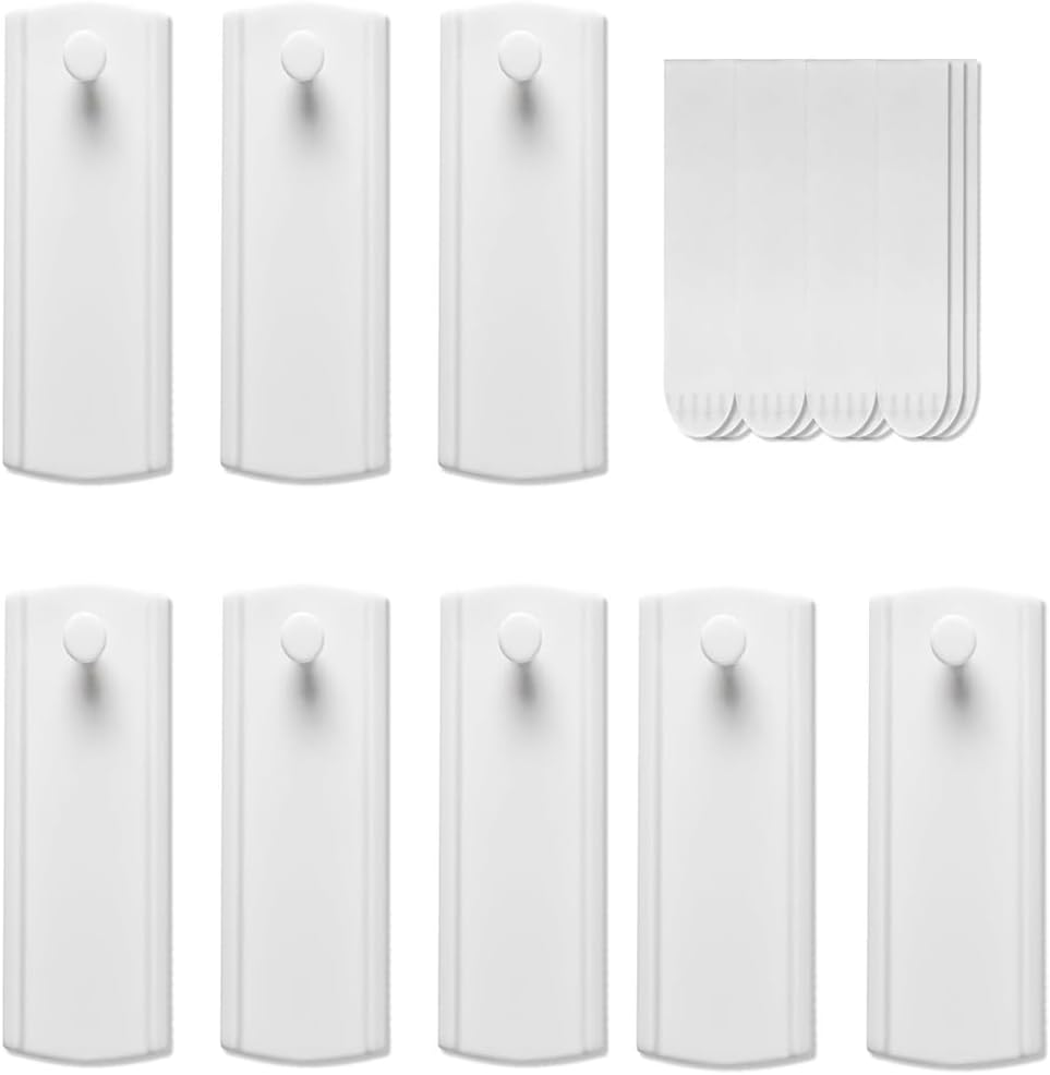 Walquicks 8 Picture Hangers, 12 Removable Adhesive Strips, Universal Frame Hanger, Damage Free Picture Hanging Hooks Heavy Duty, No Nails Picture Hooks, for Bathroom Kitchen Home Door Closet, White image number 5