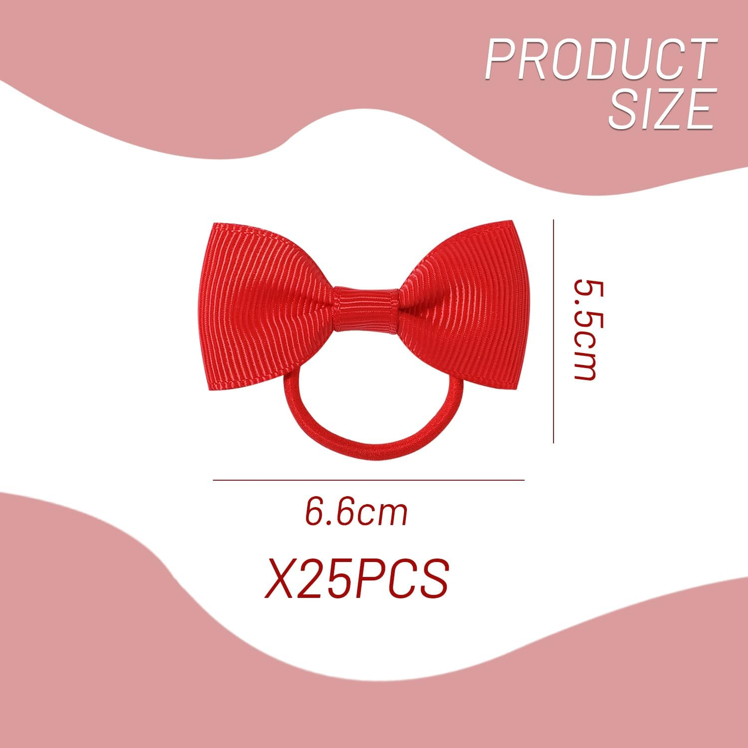 25 Red Bows Rubber Bands Hair Loops Elastic Hair Bands Women'S Hair Accessories Suitable for Daily Hair Ties image number 1