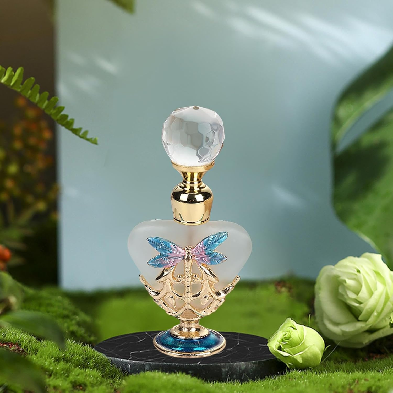 OIIBWQ Decorative Perfume Bottle, Fancy Decorative Travel Bottle, Refillable, Small Leak, Reusable Bottles for Essential Oils In, Blue - Yellow image number 4