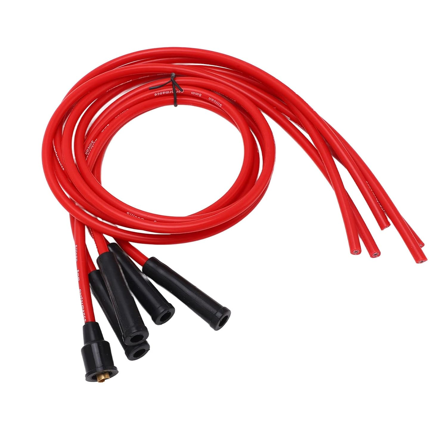 Ignition Wire, Spark Plug Ignition Wire Set 1M Red 8Mm for 4 Cylinder Classic Car image number 1