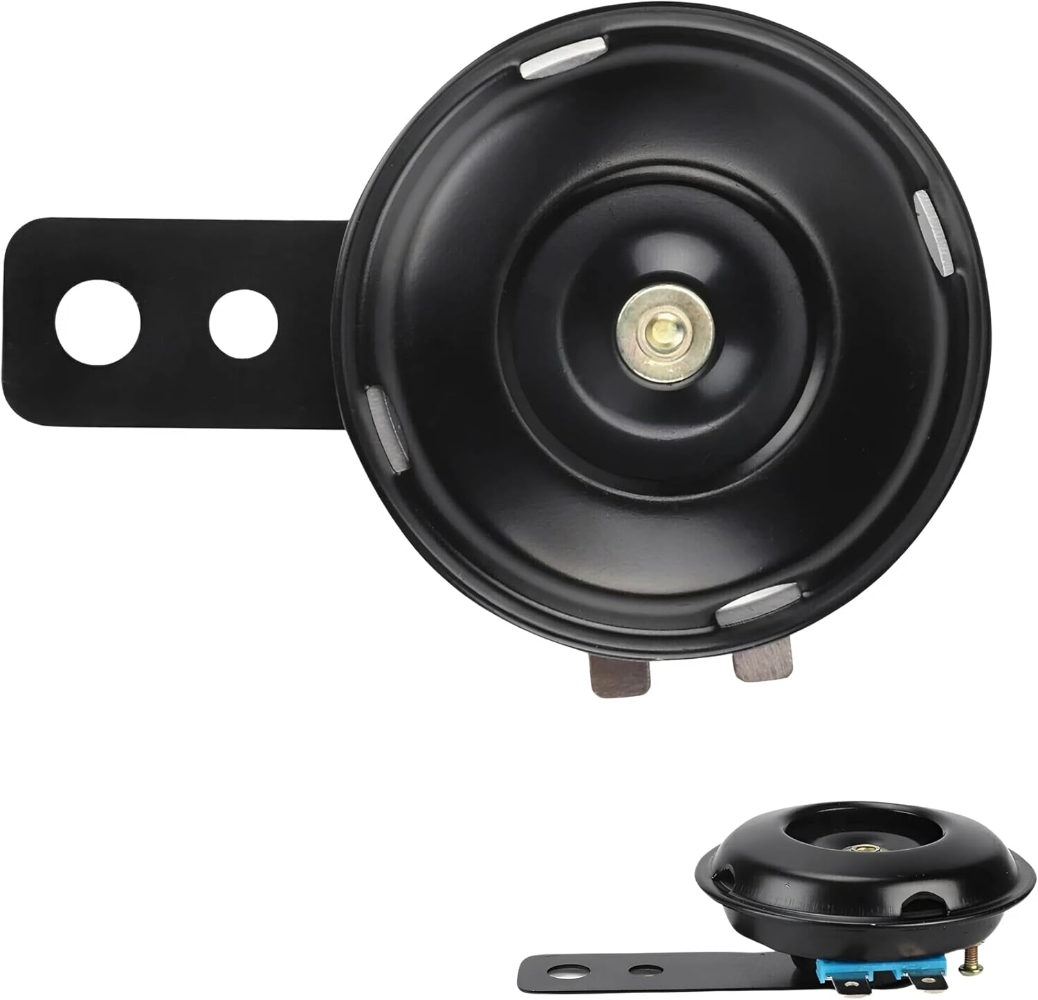 EZONEDEAL Universal Motorcycle Horn Waterproof round Loud 12V 1.5A 105Db Small Electric round Powersports Horns for Motorcycle ATV Scooter UTV Dirt Bike Ebike - Black image number 3