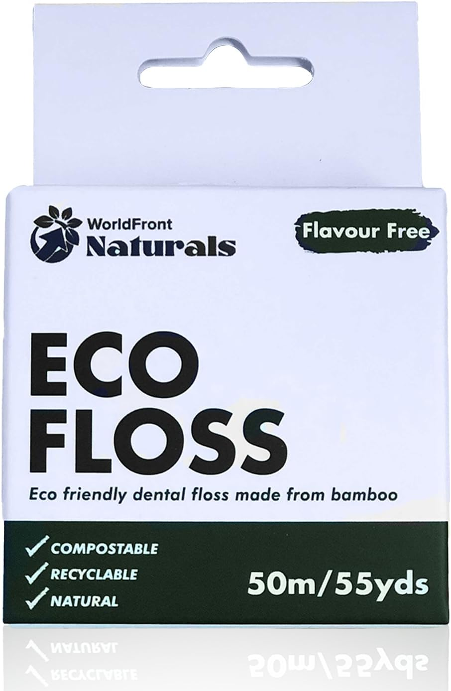 Naturals Dental Floss for Teeth Clean, Removing Plaque & Food Debris - Biodegradable White Unflavored Tooth Flosses Made of Organic Bamboo - Compostable Plastic Free Packaging - 50M