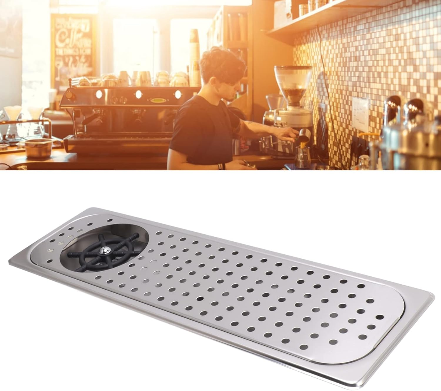 Gugxiom Stainless Steel Kettle Rinser, Stylish and High Pressure Bar Glass Raccoon Rinser with Drain Drip Tray Hose Glass Rinser for Bars Coffee Shops Etc. image number 1