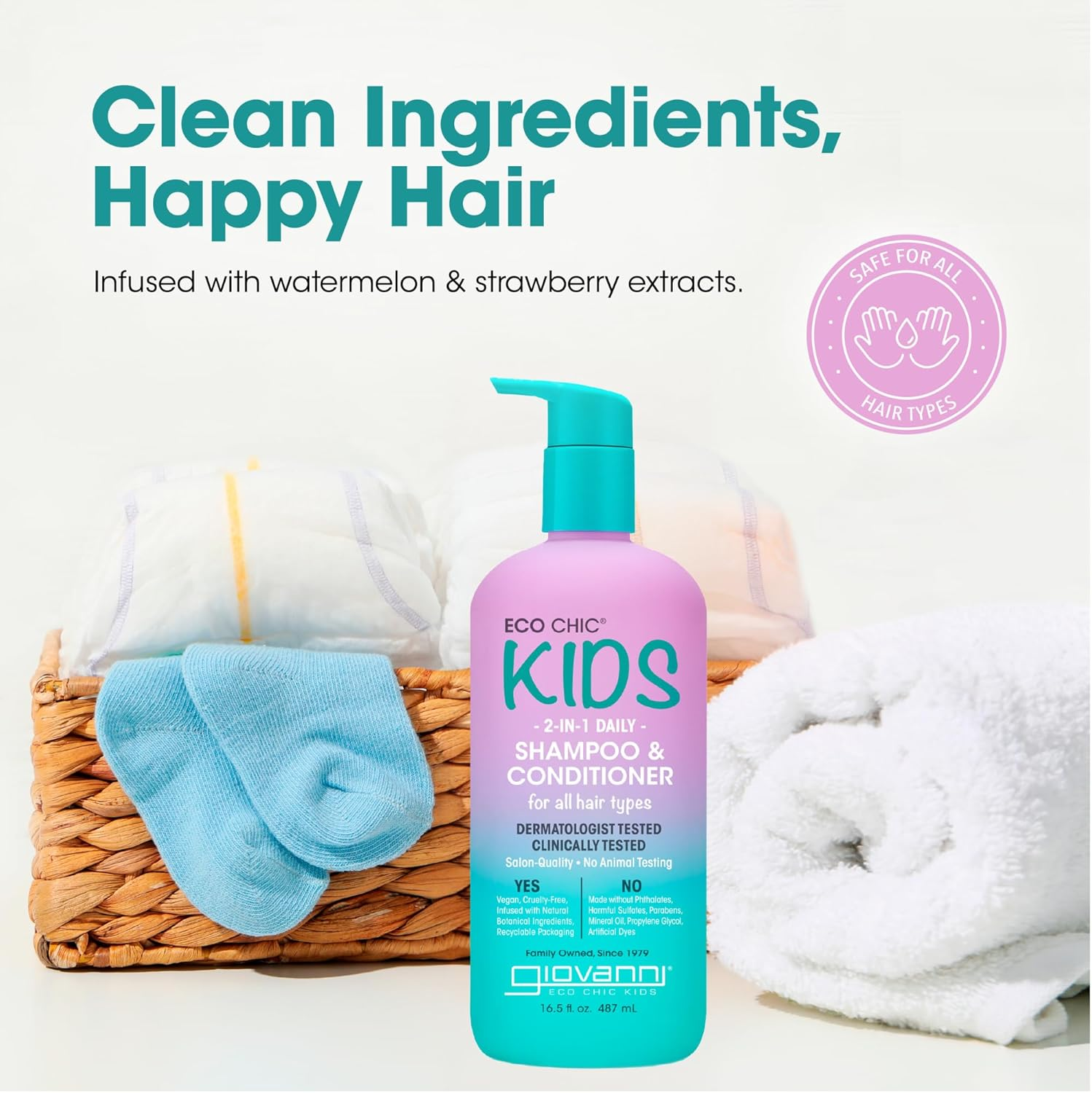 Eco Chic Kids 2 in 1 Shampoo & Conditioner - Kids Shampoo and Conditioner, Kids 2 in 1 Shampoo and Conditioner, for All Hair Types, Salon Quality, Gentle Formula, Vegan - 487Ml image number 3