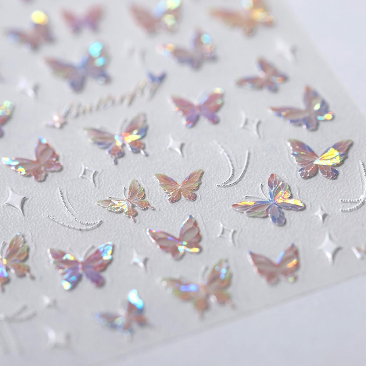 Butterfly Nail Art Stickers Decals Purple Pink Butterfly 5D Embossed Nail Decals Shell Light Butterfly Nail for Women Girls DIY Nail Art Decorations (Small Butterfly)