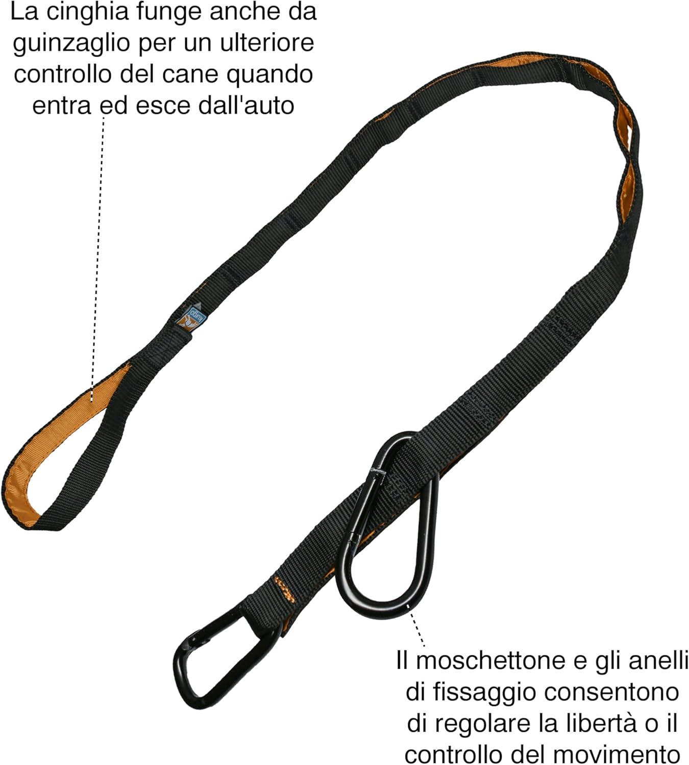 Kurgo Auto Zip Line - Black/Orange image number 1