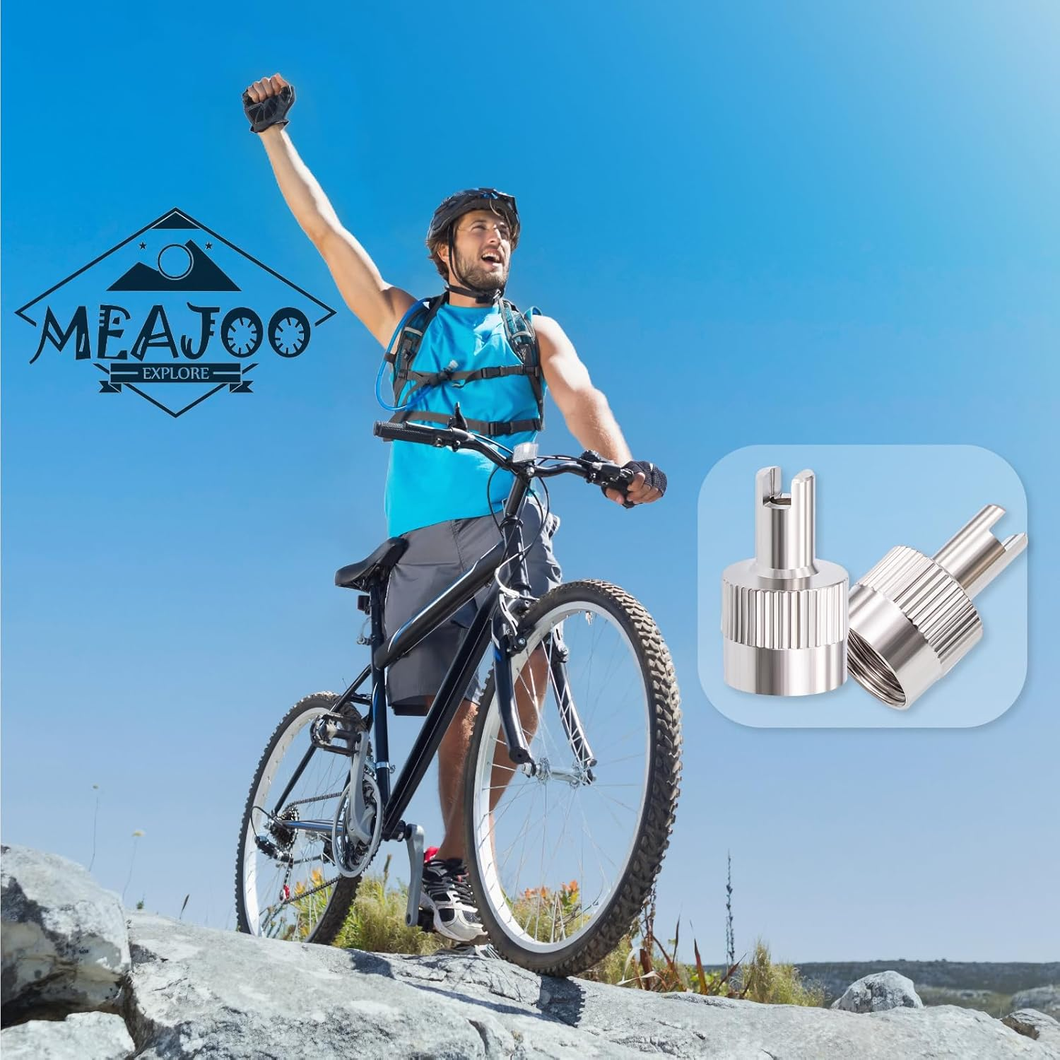 20PCS Tire Valve Stem Caps, Nickel Brass Slotted Slot Valve Stem Caps with Valve Core Remover, with O Rubber Ring, Universal for Cars, SUV, Trucks, Bikes, Motorcycles, Bicycles image number 1