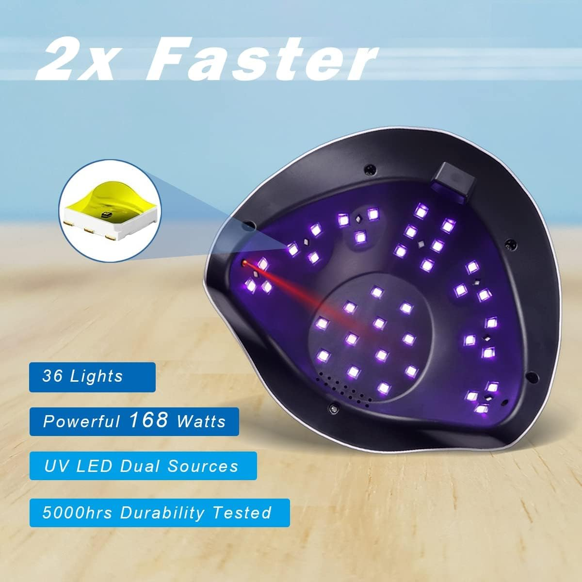 Zalati Nail Lamp 120 W LED UV Light Curing Lamp with 4 Timers Portable Handle Quick Drying for Nail Art Care Tool - 120 W