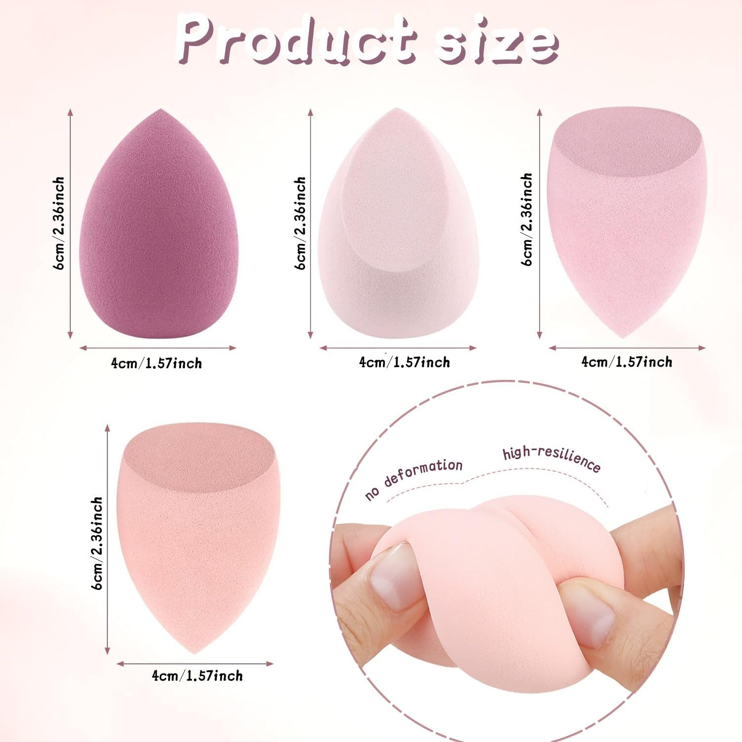 8 Pcs Makeup Sponges Blender Set,Light Pink Color Scheme (4 Shapes) image number 2