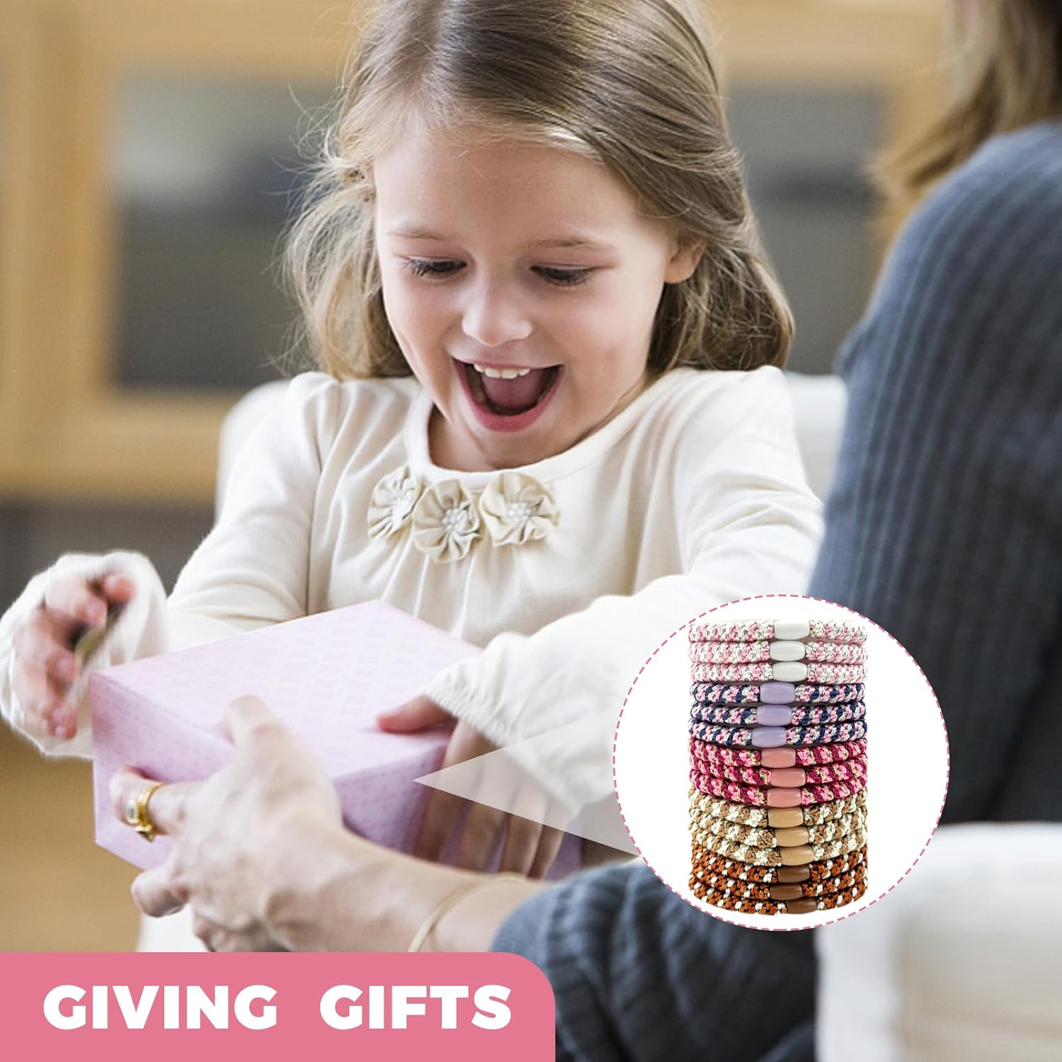 Pack of 15 Hair Bobbles Women'S Braided Elastic Hair Bands Soft Braid Bobbles for Girls Anti-Stress Hair Band Bracelet for Thick Hair Simple Hair Accessories for Everyday Sports and Yoga (Pink & Brown image number 1