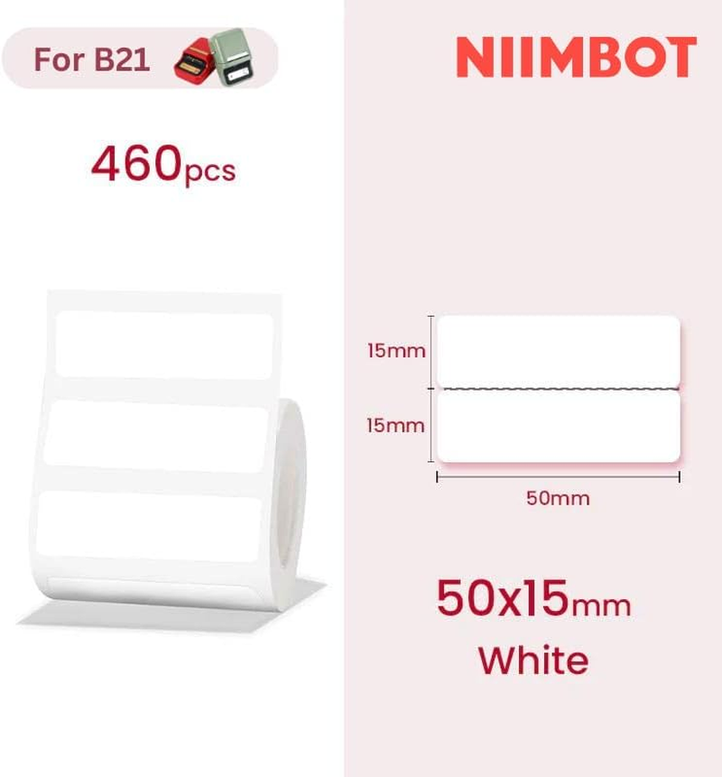 Niimbot Thermal Label Paper Waterproof Oilproof Label Paper for B21 Portable Thermal Label Printer (White 50*15/2Mm 460Pcs) image number 6