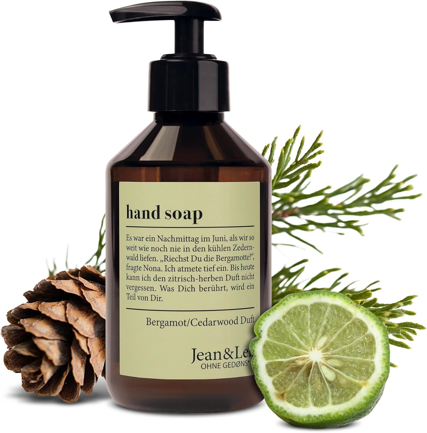 Jean & Len Bergamot & Cedarwood Hand Soap, Cleans Stressed Hands, Suitable for Daily Use, Liquid Soap in Pump Dispenser, Refreshing Citrus Fragrance, Vegan, 250 Ml image number 3