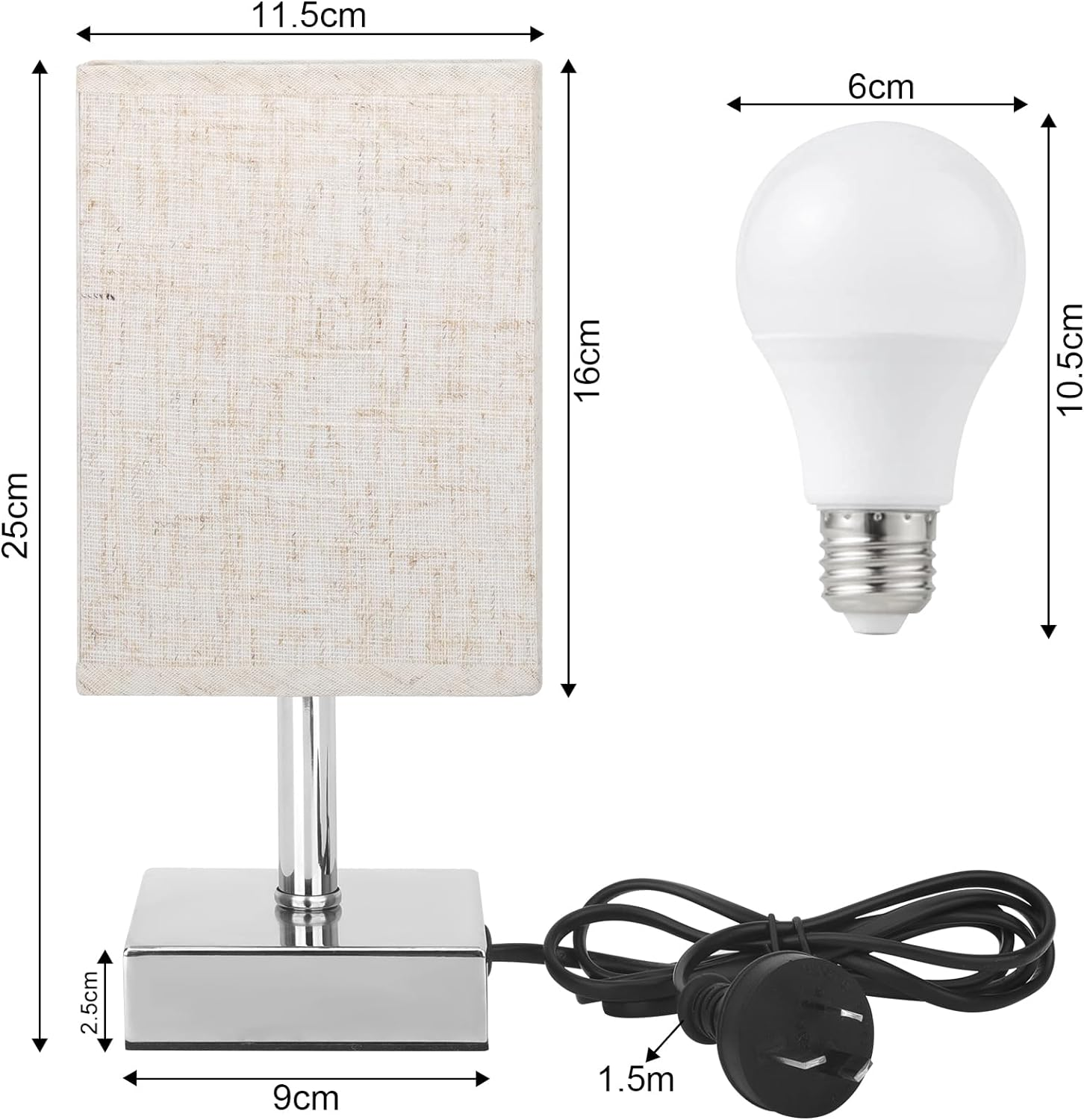 Kinsdan Table Lamp, 3-Way Dimmable Touch Control Bedside Lamps, Bedside Table Lamps with Flaxen Fabric Shade for Bedroom Living Room,Led Bulb Included image number 1