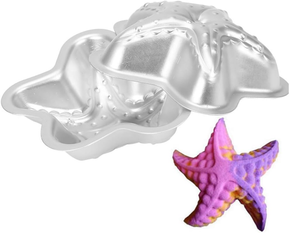 2 Pcs Bath Bomb & Soap Mold, 10Cm / 3.94 Inch DIY Metal Bath Bomb Molds, Handmade Fizzy Crafting Tool, DIY Crafts, Soap, Cake, Ice Cream, Baking and Candle Making Supplies (Sea Star)