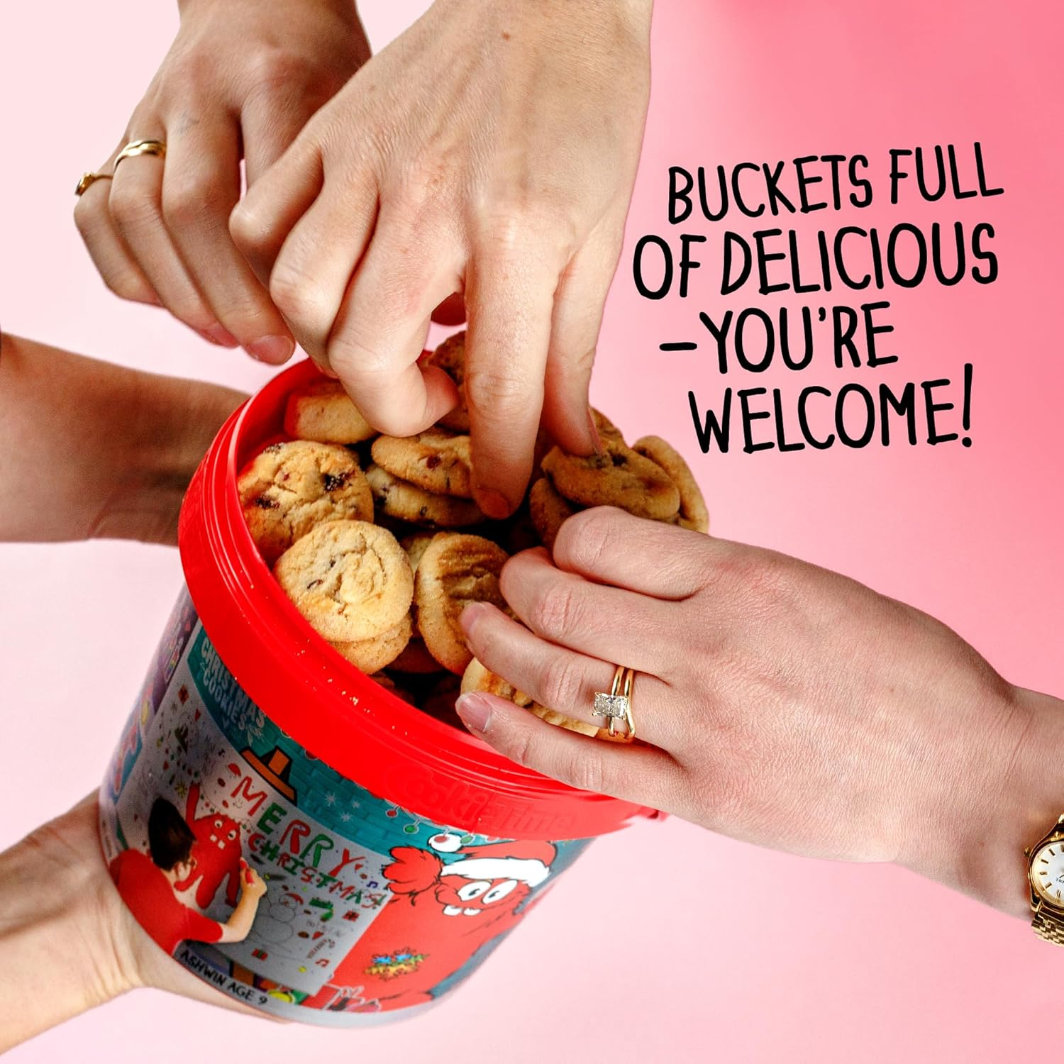 Cookie Time Cranberry White Chocolate Cookies Bucket, 2 X 600 G | Approx 85 Bite-Size Cookies | Homestyle Biscuits Made with Real White Chocolate image number 4