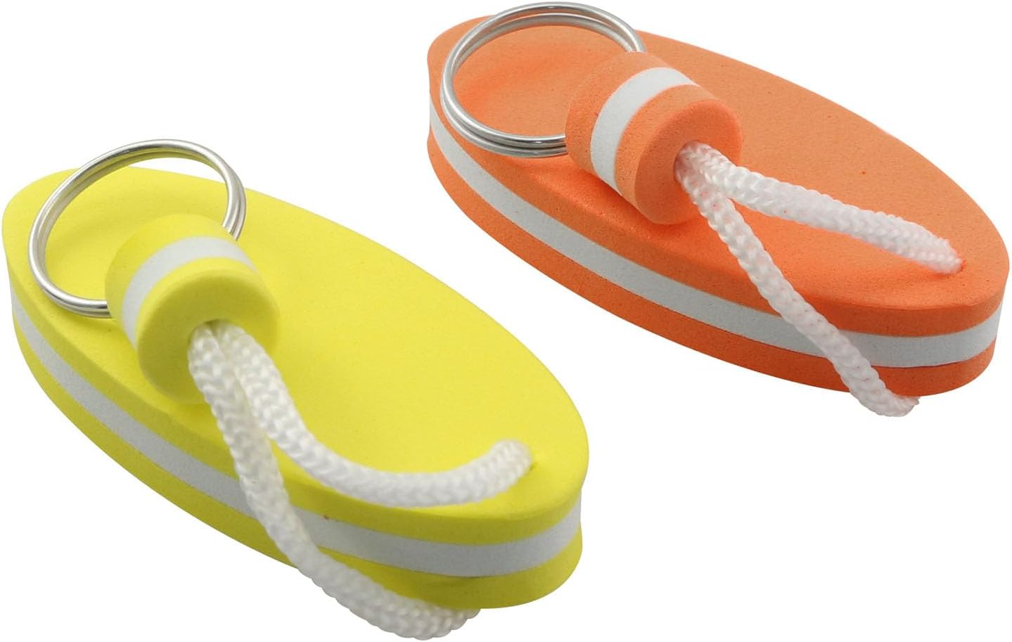 2Pcs Floating Key Ring Glow in Dark, Yellow and Orange Water Buoyant Key Chain, Boat Key Chains for Fishing, Sailing, Surfing, Swimming, Water Sports, Orange, Yellow image number 3