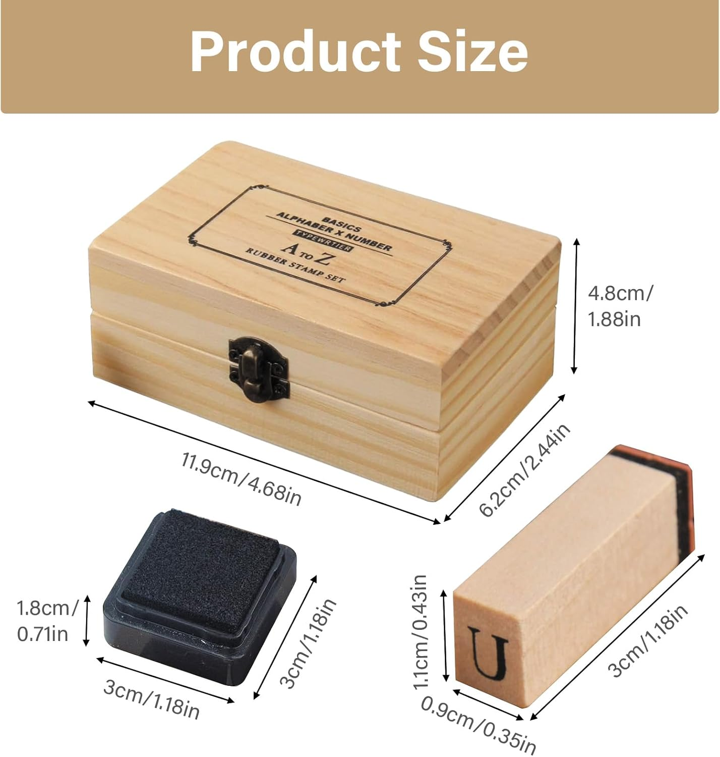 36 Pcs Wooden Rubber Number Alphabet Stamps, Rubber Vintage Letter Stamps Kit, Stamper Seal Set with Wooden Box for Crafting, Journaling, Scrapbooking, Card Making image number 4
