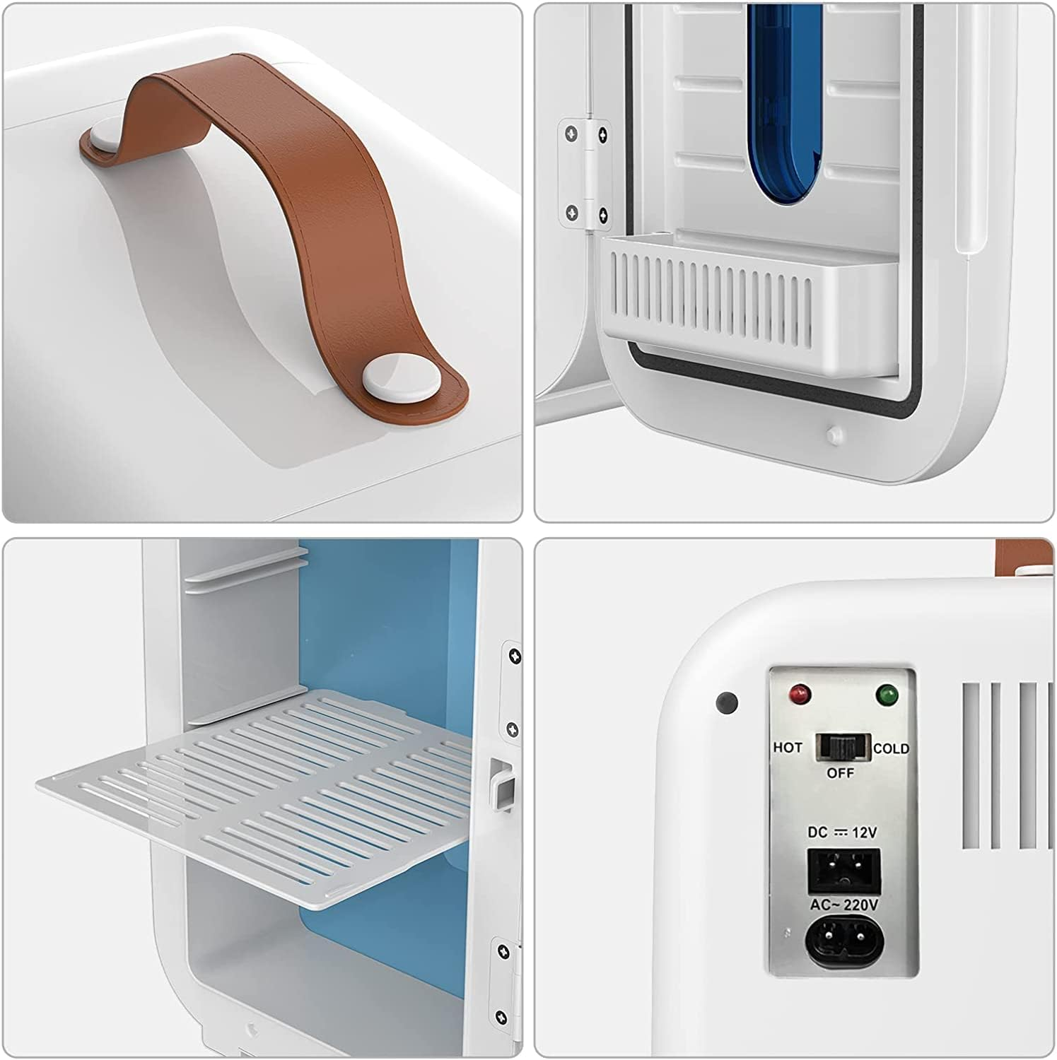 10L Portable Mini Fridge, Compact Car Refrigerator, Skincare Cosmetic Beauty Makeup Personal Fridge, White image number 5