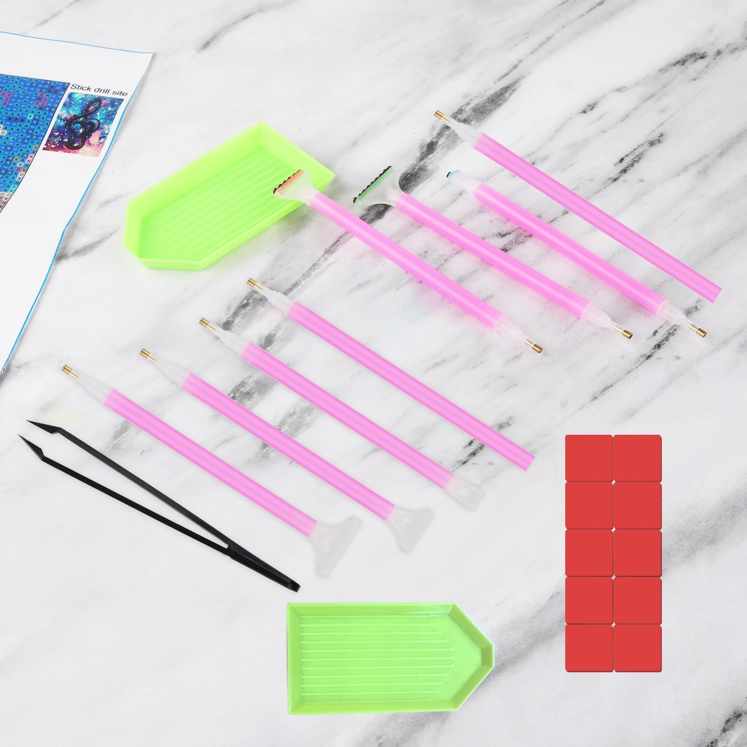 21Pcs DIY Diamond Painting Tools and Accessories, Include Rhinestone Painting Pens Clay Tweezers Plastic Tray Jewel Painting Supplies for Quickly Pick up Beads Gems Crystals Art Craft Painting image number 4