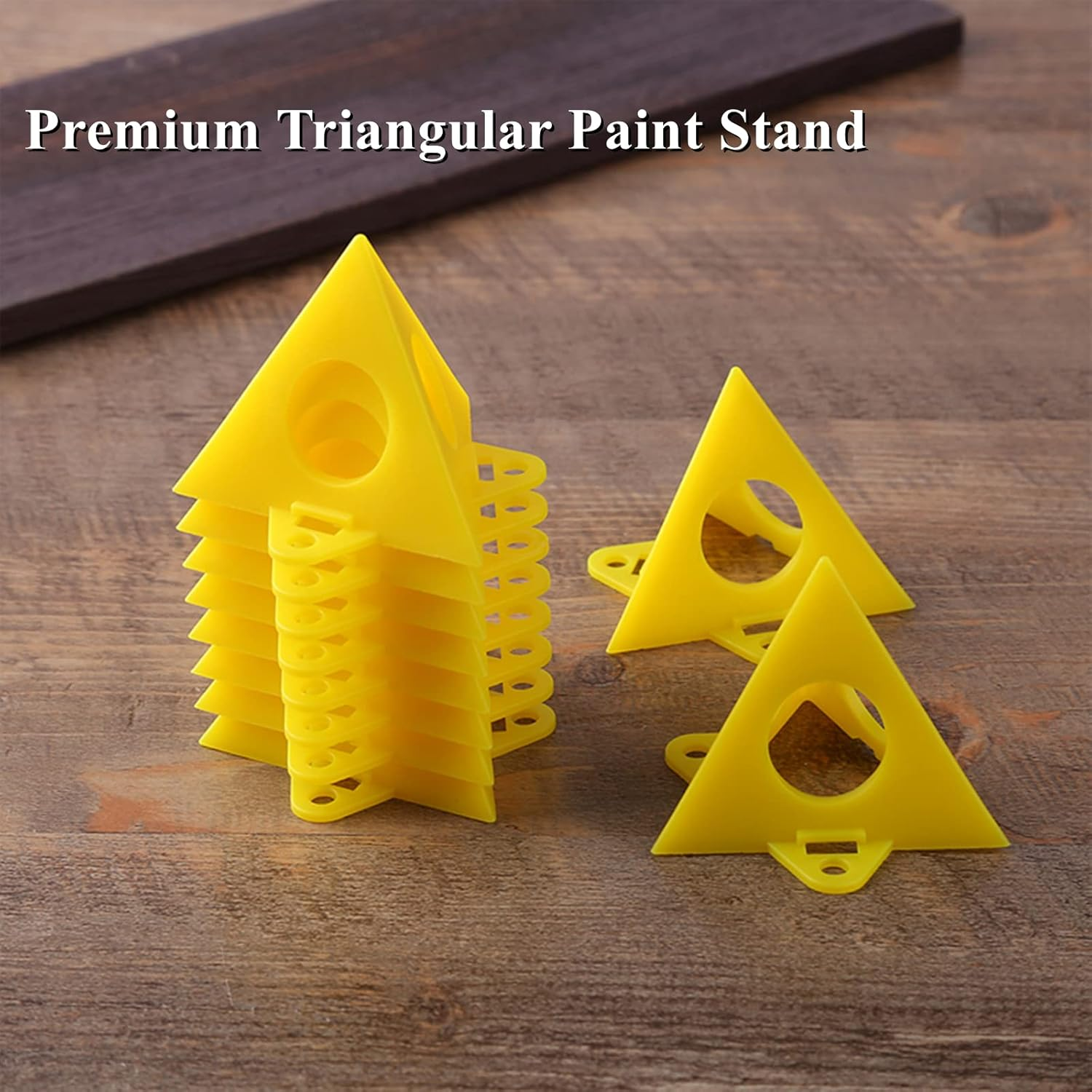 32Pcs Painting Pyramids Yellow Perforated Woodwork Paint Stands Painters Tripod Triangular Plastic Foot Stand image number 5