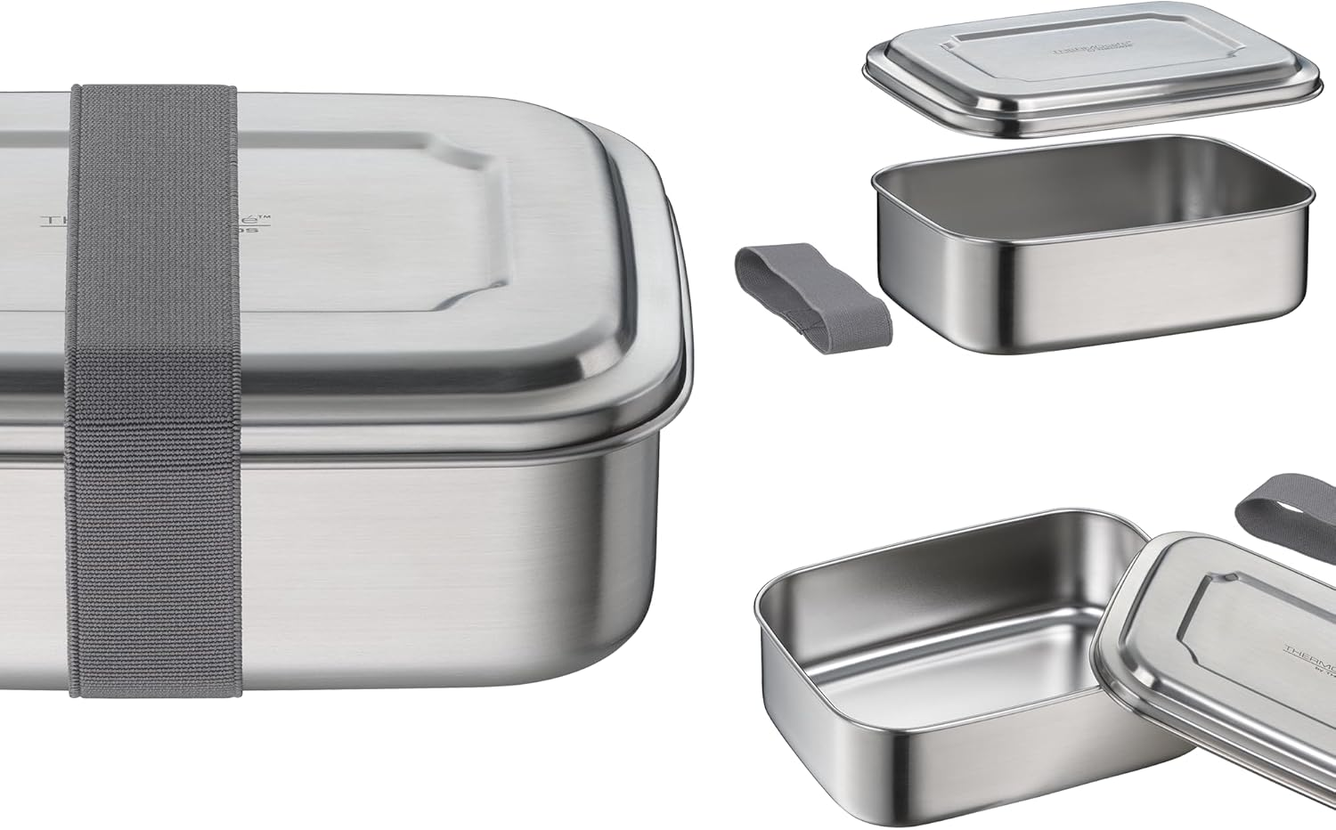 Thermocaf&eacute; by THERMOS TC Sandwich Box, Stone Grey, 1.00 L, Stainless Steel Lunch Box with Textile Strap, Lunch Box for University, School and Office, Dishwasher Safe and Bpa-Free image number 4