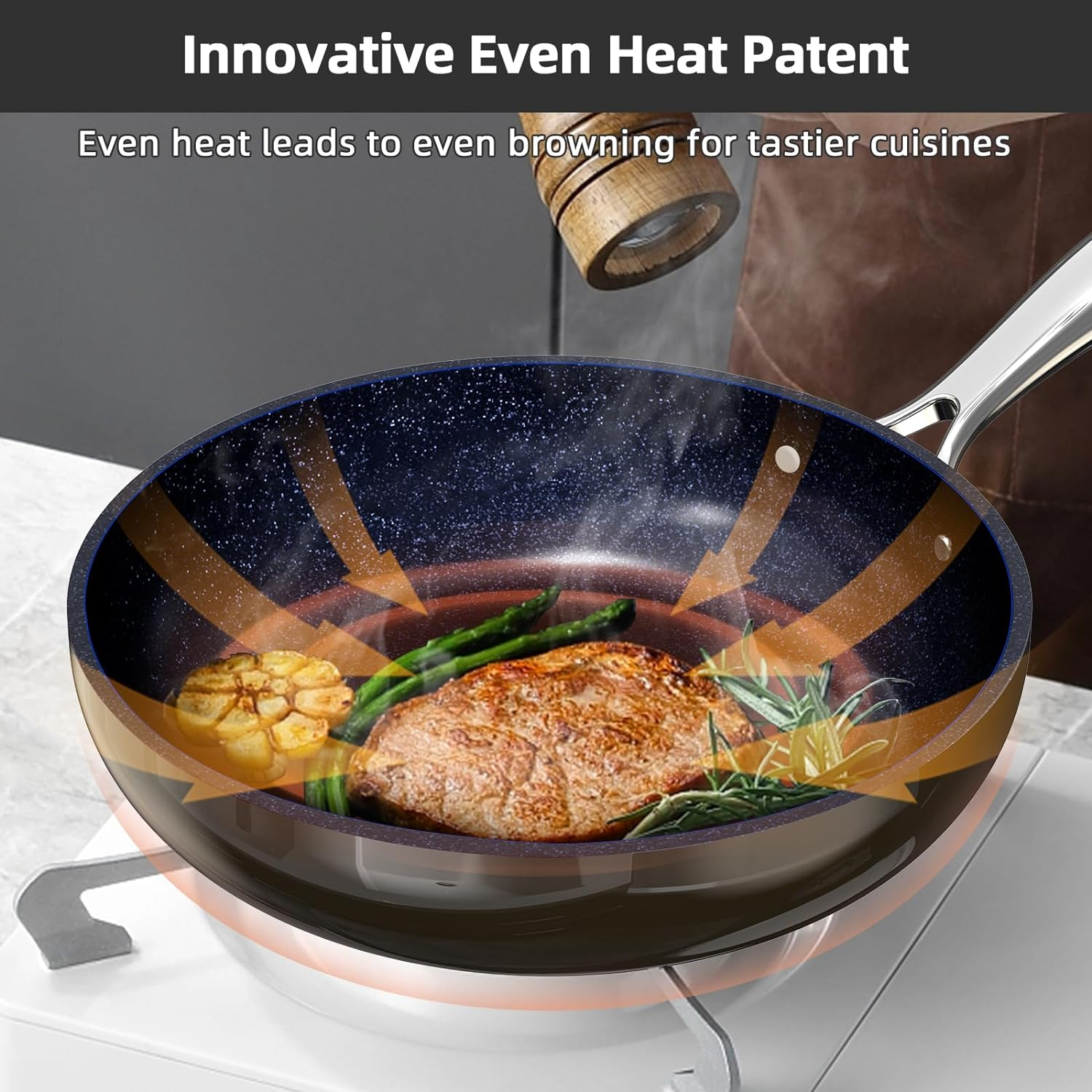 Nuwave Lux 13Pc Forged Lightweight Cookware Set PFAS Free, Healthy G10 Duralon Ceramic Coating, Ultra Non-Stick, Stay-Cool Handles, Works on All Cooktops & Induction Ready - Avocado image number 4