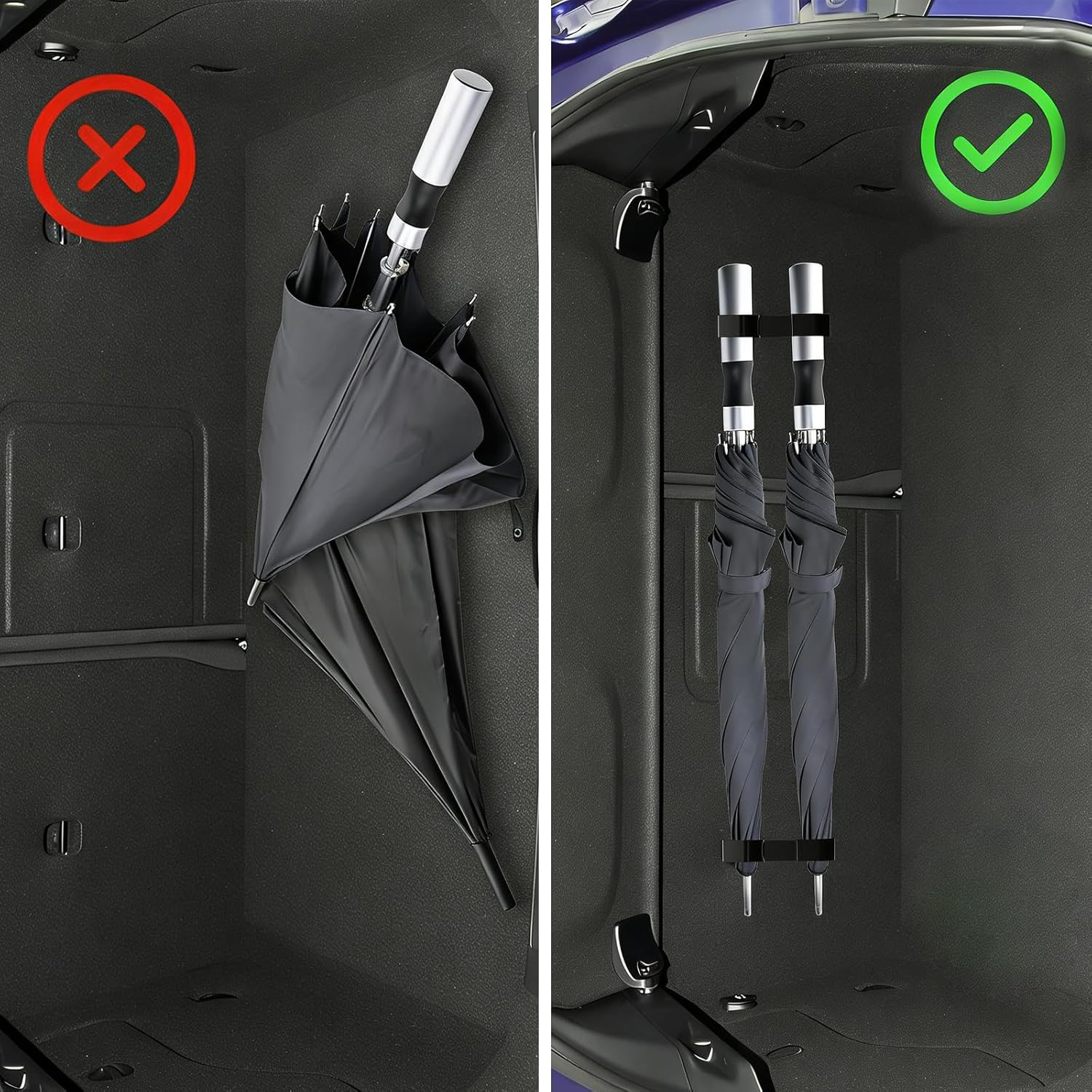 2Pack Car Umbrella Hook Universal Car Tool No Drilling Stable Installation Suitable for Any Vehicle Ideal for Hanging Umbrellas Towels and More (Black) image number 1