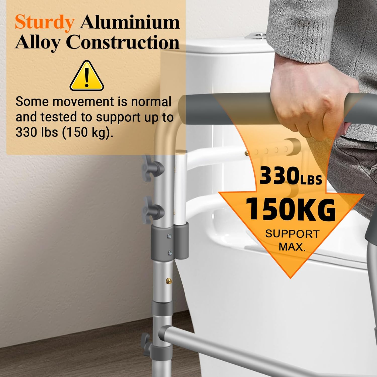 Toilet Safety Rails, Adjustable Handicap Toilet Seat with Handles over Toilet, Sturdy Toilet Handles for Elderly and Disabled, Stable Toilet Safety Support Rails Frame with Arms for Seniors image number 6