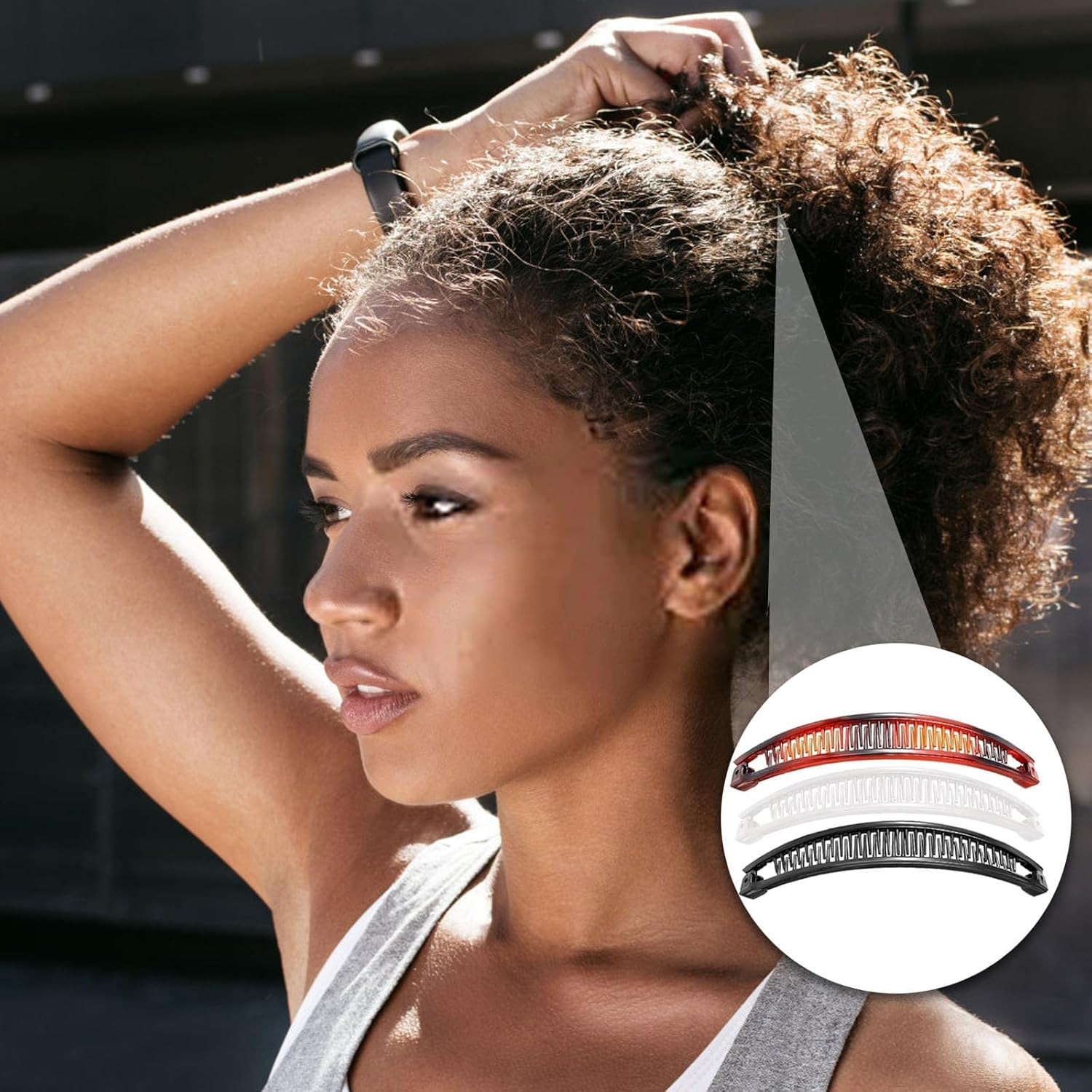 Pack of 3 Banana Clip Hair, Lightweight Banana Hair Clip for Thick, Brown, Hair Clips for Fine Hair, Strong Hold, Ponytail Holder for Work, School, Parties and Daily Use (Black, Brown, White) image number 3