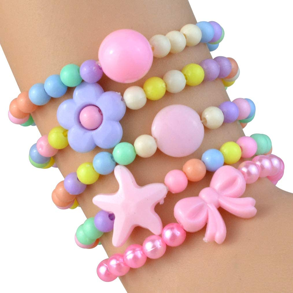 Obmwang 20Pcs Princess Necklace Bracelet Set, Little Girls Costume Jewelry Play Jewelry for Women Kids Dress up Pretend Play Party Favors image number 4