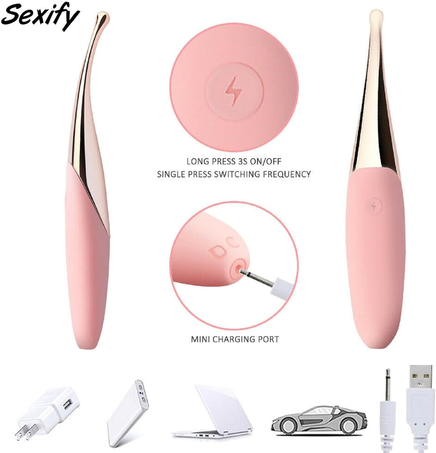 Super Powerful High-Frequency Clit G Spot Clitoral Vibrator for Sex Toys for Women - Quick Orgasm Wand Mini Dildo Nipple Clitoris Stimulator with 10 Vibration Modes, Precision Targeted Nipple Clit Anal, Rechargeable Vibrating Bullet Massager for Women Adult Sex Toy image number 6