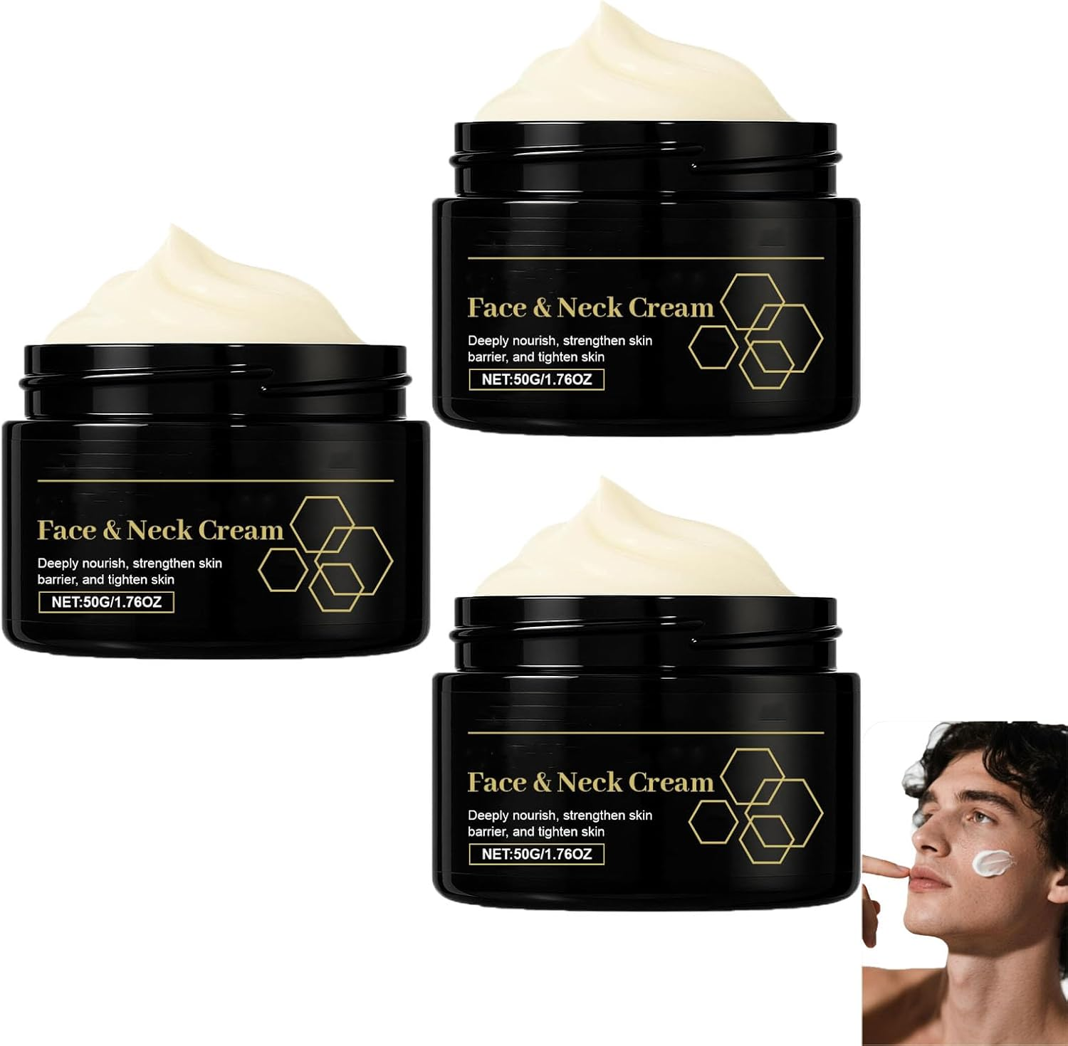Men'S Skin Tightening Face Cream - Anti-Aging Moisturizer for Dry Skin, Reduces Wrinkles & Fine Lines, Lightweight & Non-Greasy, Soothing after Shave Lotion, Soothing Skin (2Pcs)