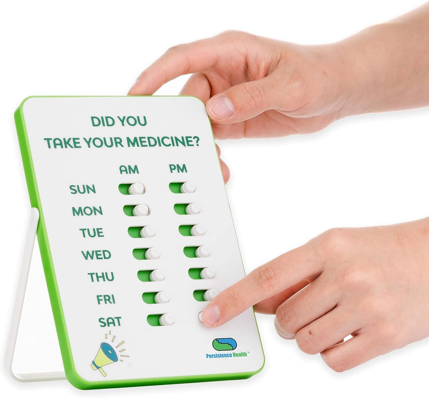 Medication Reminder | Pill & Tracker Visual Alarm 7 Day AM PM Take and Slide No More Second-Guessing or Double-Dosing Perfect for the Elderly White, Green