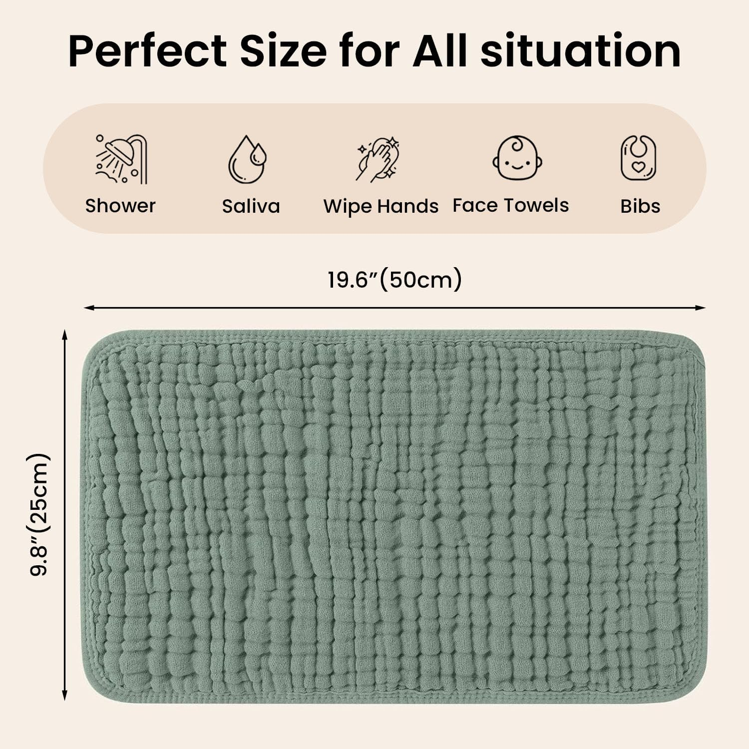 DAWNTREES Muslin Burp Cloths for Baby - 7 Pack,25X50Cm, Ultra Soft & Absorbent for Boys & Girls (Colour, 25X50Cm)