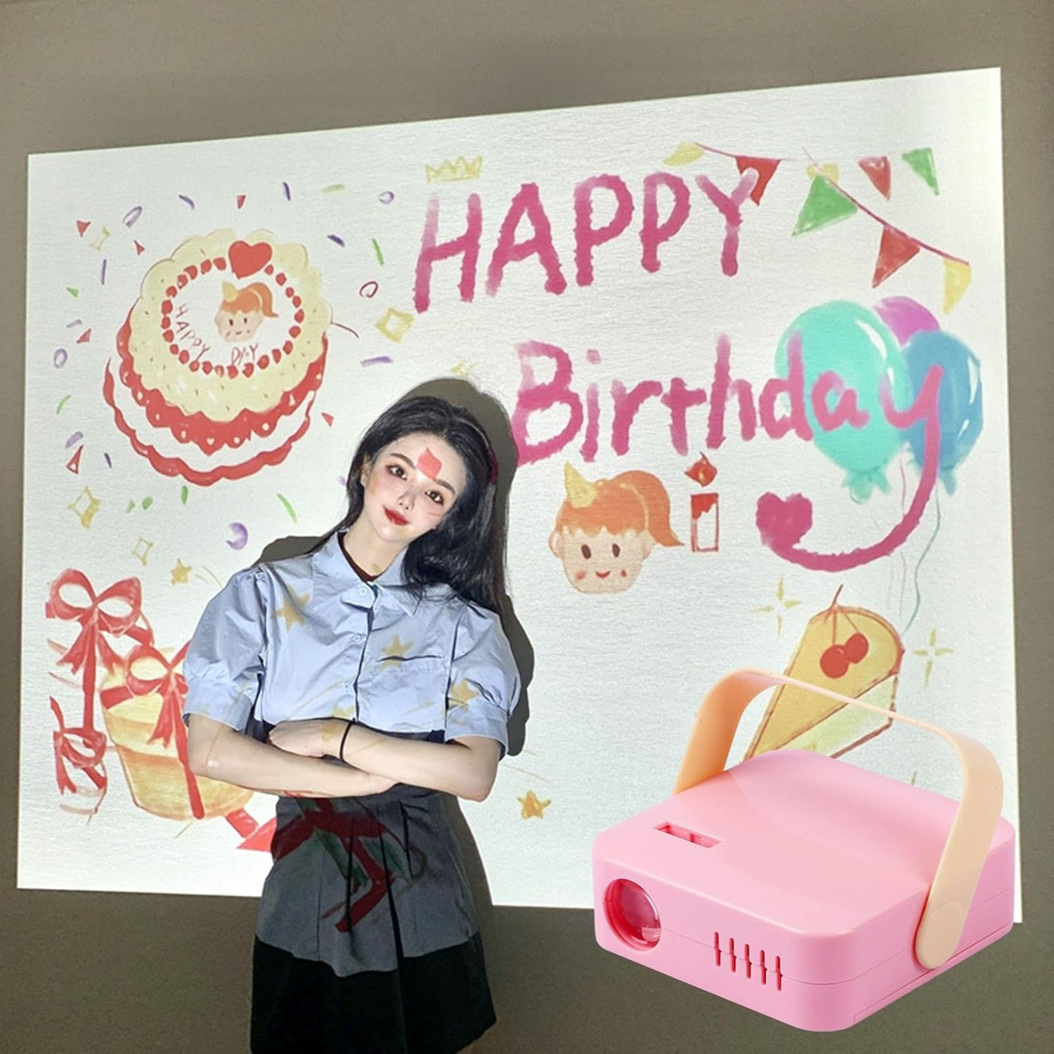 Merry Christmas Projector | Christmas Decorations Light Projector - with Merry Christmas Word Projector Lights for Girl Photo Props Handle Design image number 3