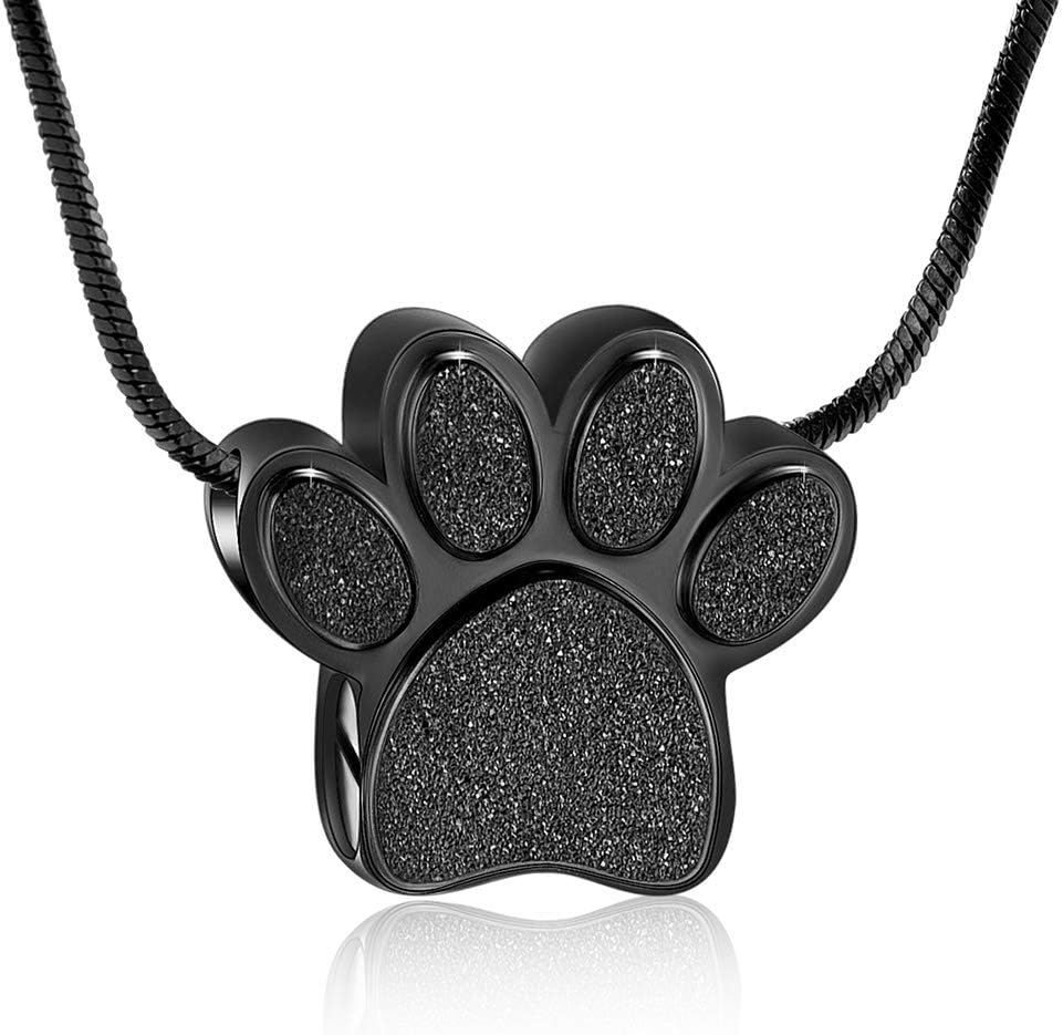 Paw Print Urn Necklace for Ashes Pet Paw Cremation Jewelry Ashes Necklace Keepsake Memorial Jewelry for Pet/Dog'S/Cat'S Ashes Pendant Gifts for Men/Women