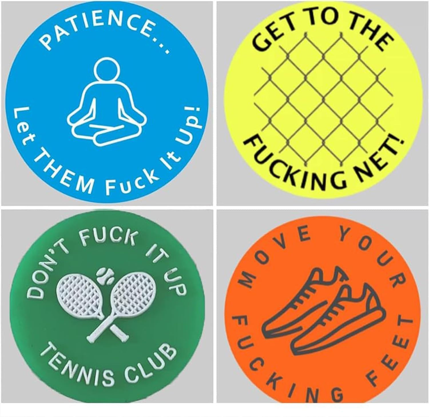 ZGLUZP 4 Pcs Spicy/Aggressive Reminder to Keep You on Your Tennis Game - Tennis Vibration Dampener, Tennis Racket Dampener, the Best Tennis Gift for Every Player Team Tennis Vibration Dampeners image number 4