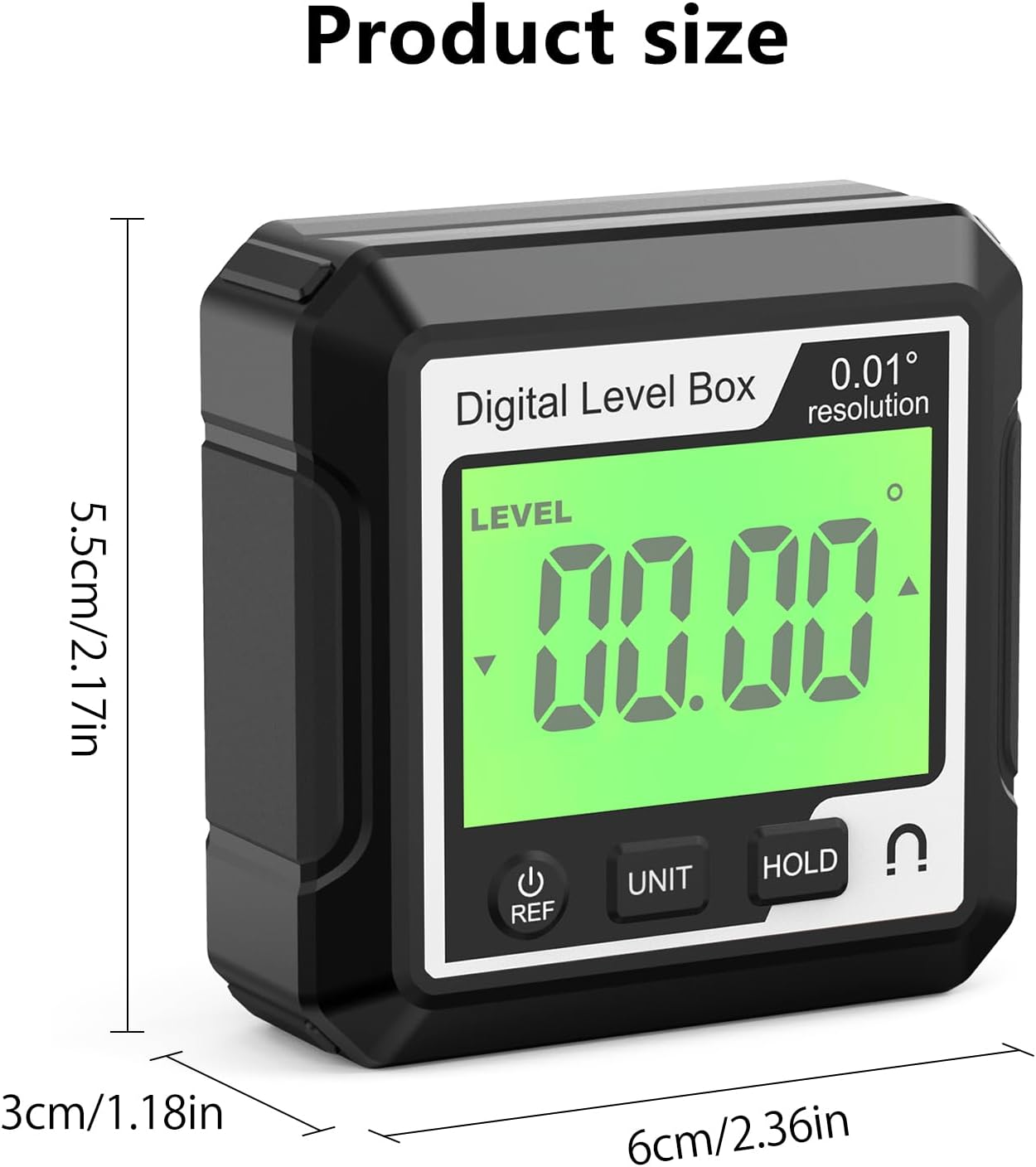 Abizarch Digital Angle Finder Gauge Magnetic,Lcd Digital Level Tool Protractor, Inclinometer Level Box Backlit Portable Angle Measurement Tool,Battery Operated Angle Finder for Carpentry Building image number 2