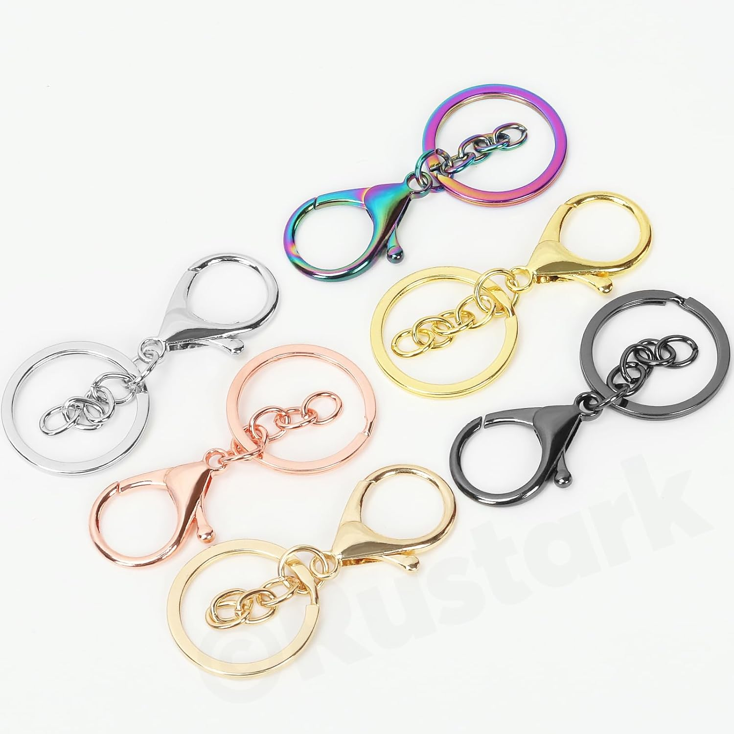 28Pcs 7 Colors Lobster Claw Clasp Keychain Set Swivel Snap Hooks with Key Chain Rings Swivel Trigger Clips with Flat Split Ring Keychain Making Kit for DIY Craft Jewelry Making - Electrophoresis Black image number 6