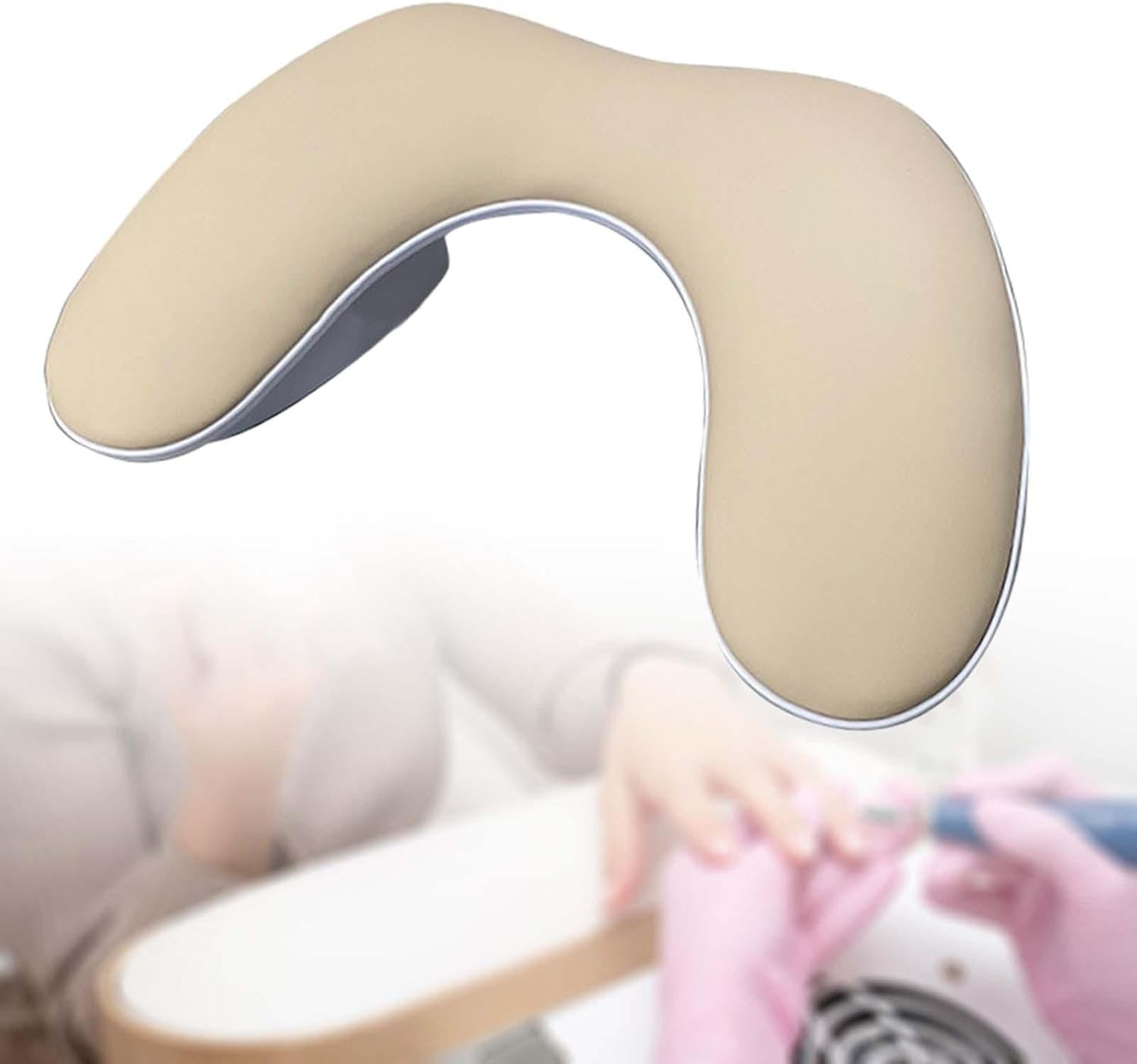 Nail Arm Rest Nail Art Hand Pillow, Beauty Tool,Practical Manicure Hand Rest Cushion Manicure Nail Arm Rest Stand for Salon, Milk Tea Color - Black image number 5