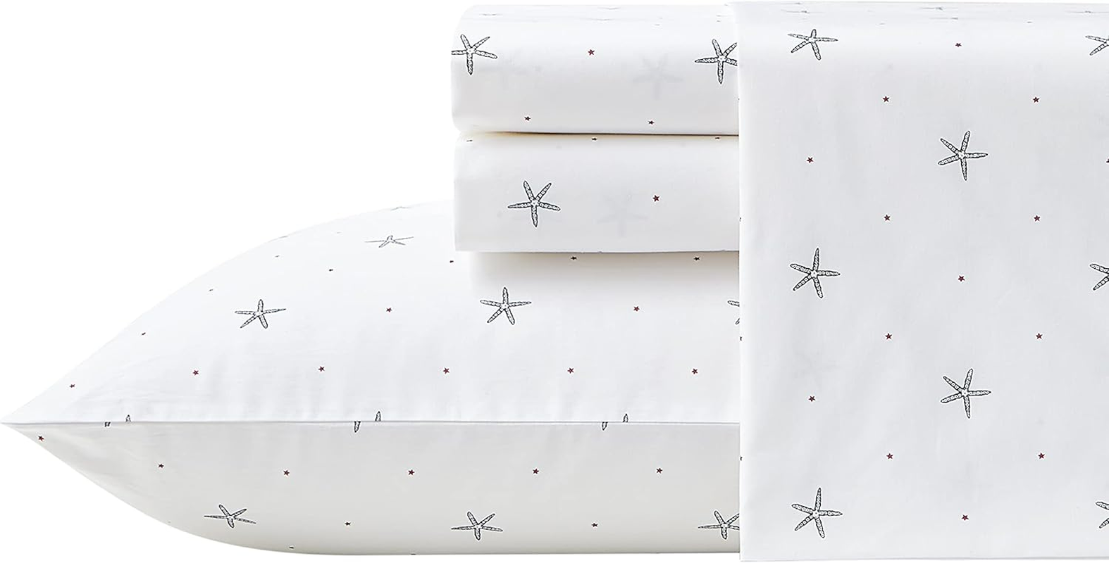 Nautica - Twin Sheets, Cotton Percale Bedding Set, Fully Elasticized, Ideal Dorm Essentials (Buoy Line Grey, Twin)